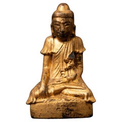 Alte burmesische Shan-Buddha-Statue aus Holz aus Burma aus dem 19. Jahrhundert – Originalbuddhas