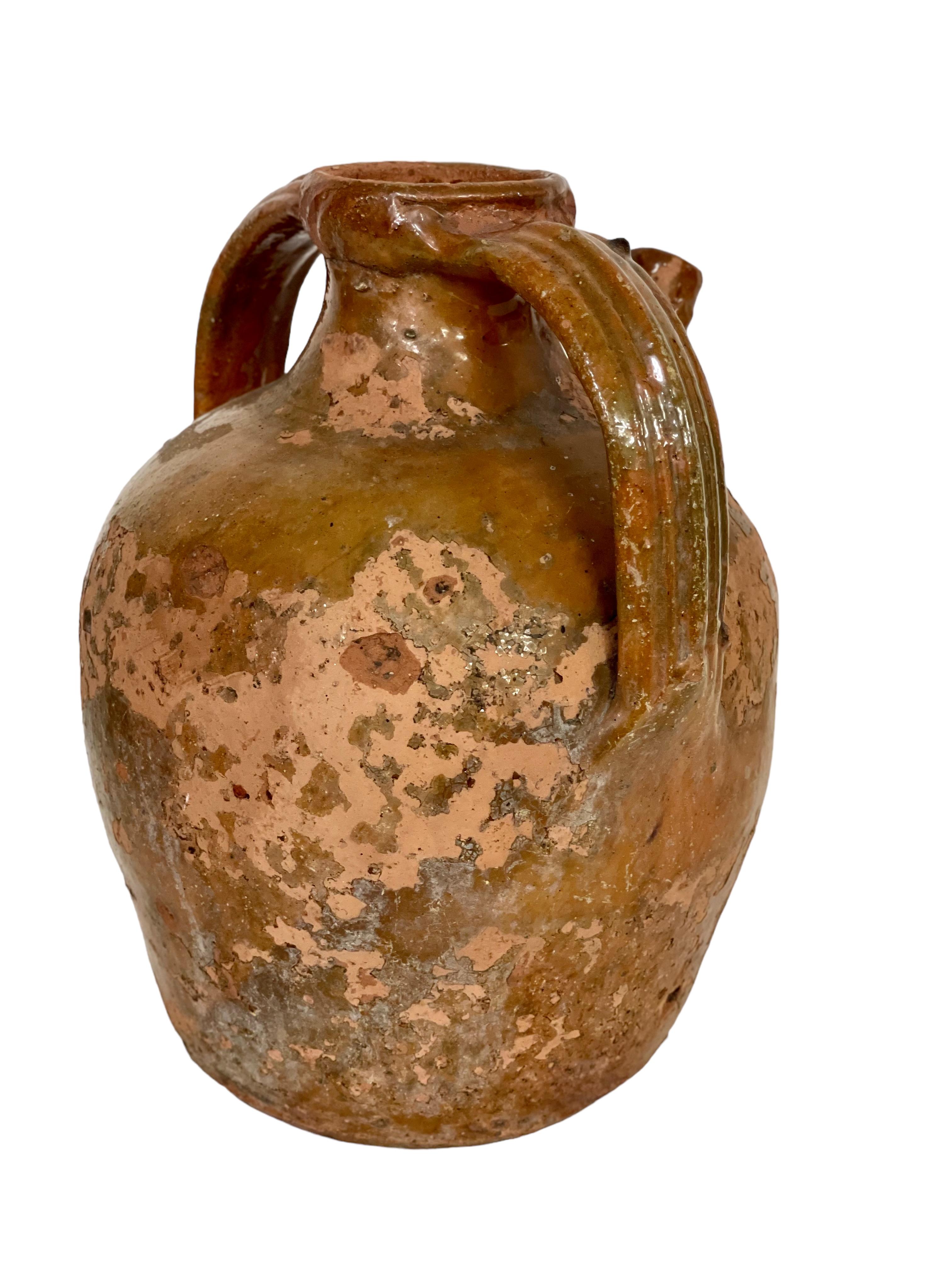 Glazed 19th Century Olive Oil Jar from Provence For Sale