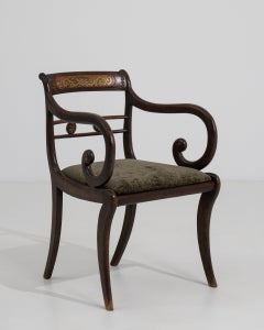 Regency-Sessel mit säbelartigen Beinen aus Olivenholz aus dem 19. Jahrhundert