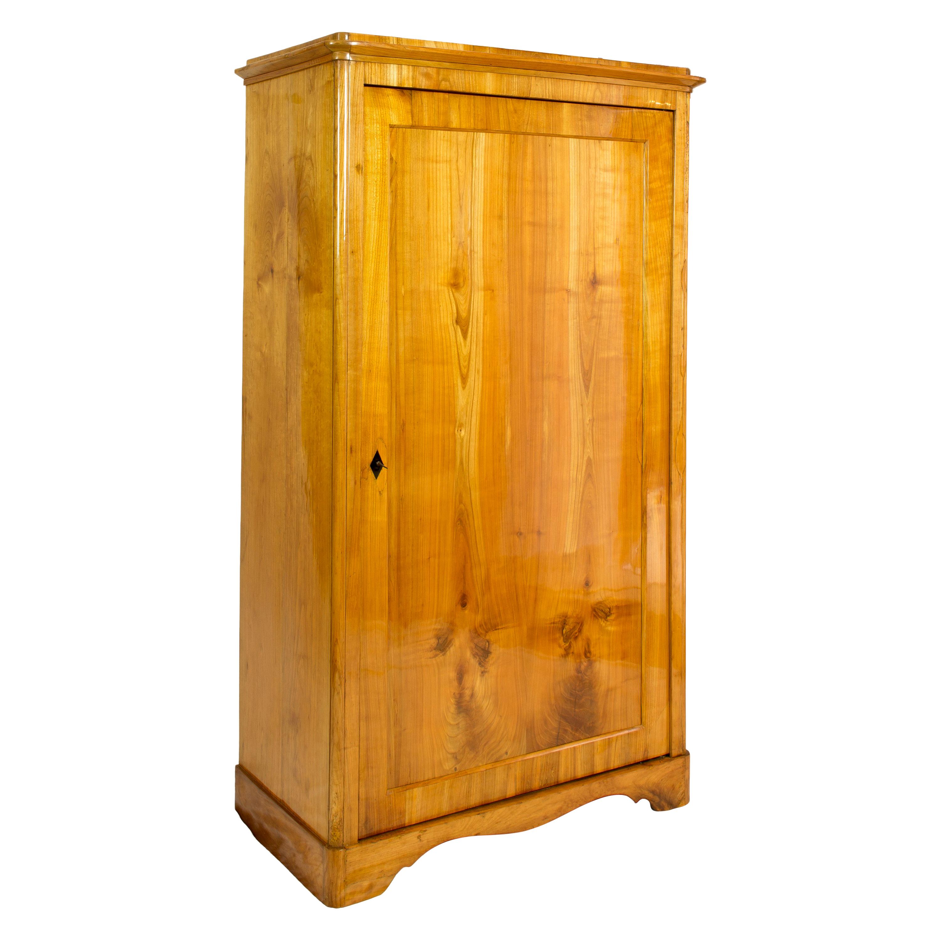 19th Century One-Door Biedermeier Cherry Cabinet / Wardrobe