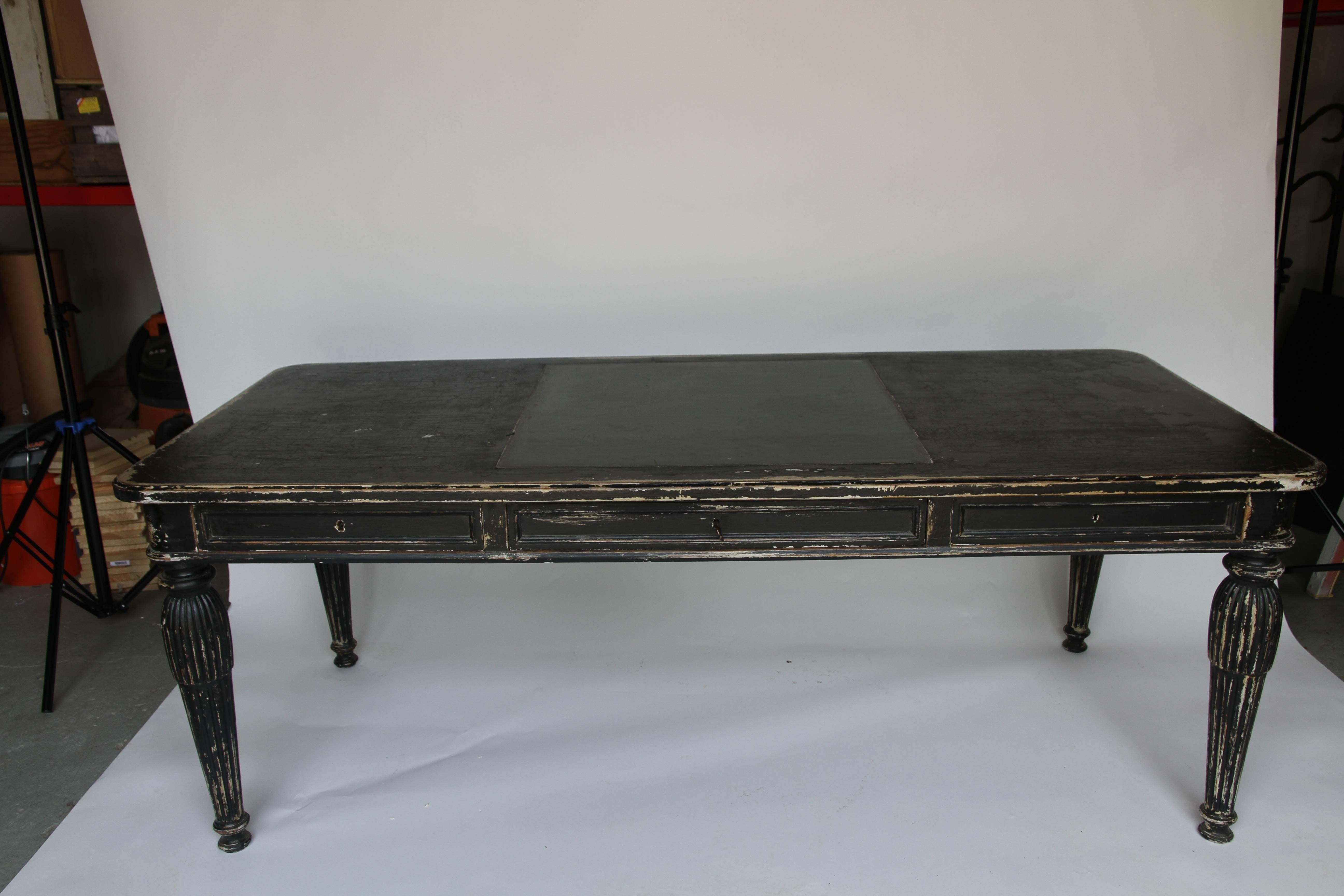 19th Century One Drawer Desk with Partial Leather Top 1