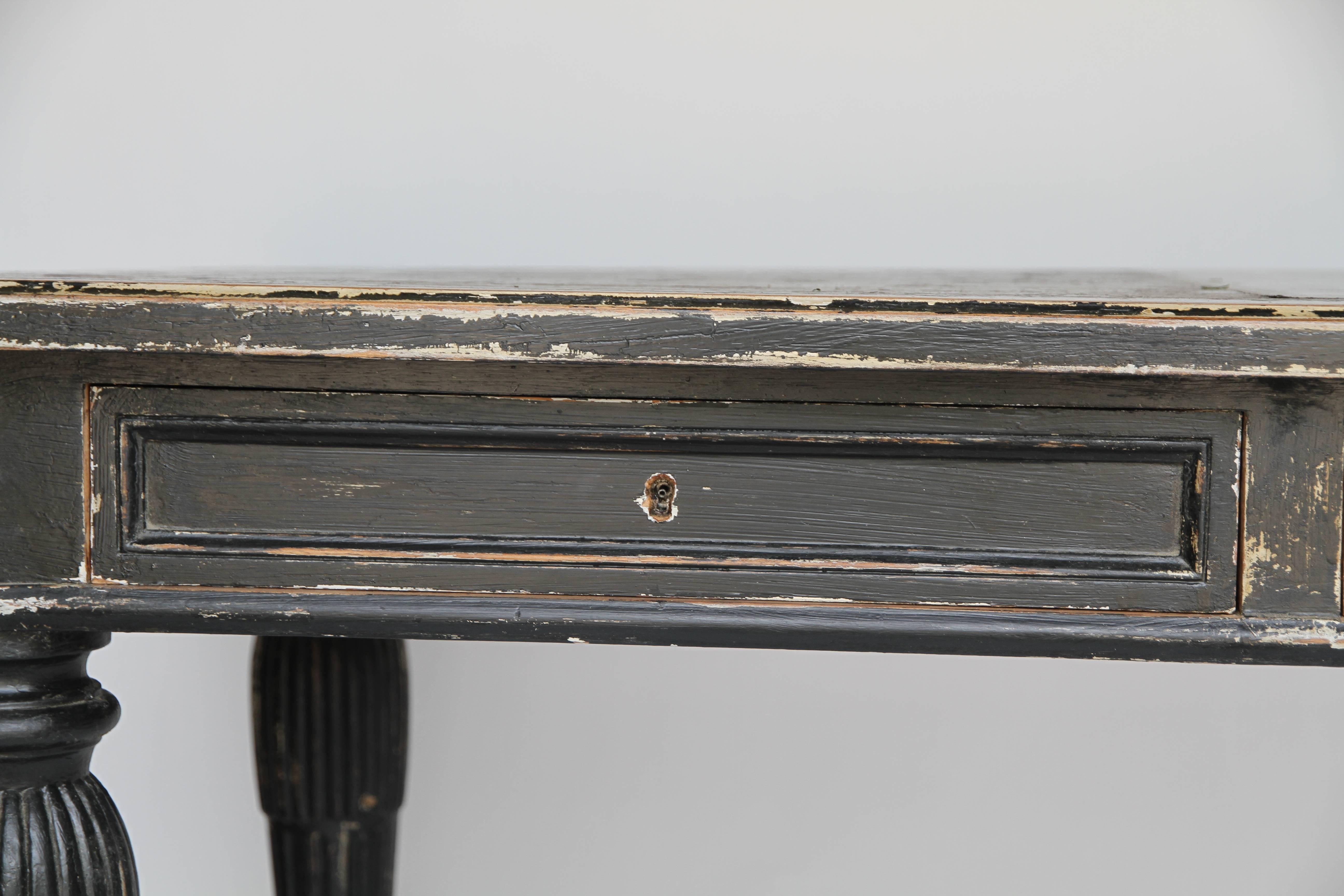 19th Century One Drawer Desk with Partial Leather Top 3