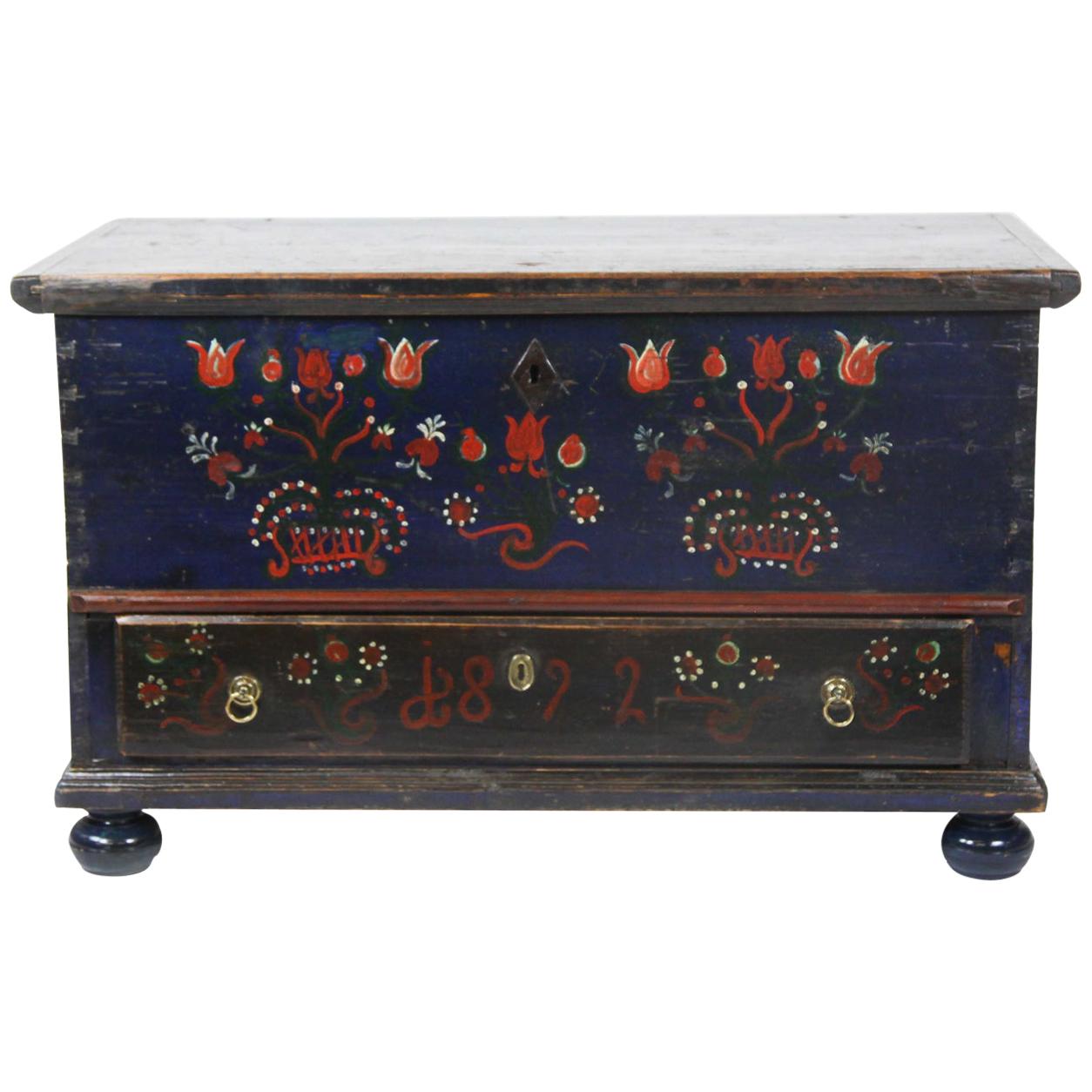 19th Century One Drawer Painted Blanket Chest