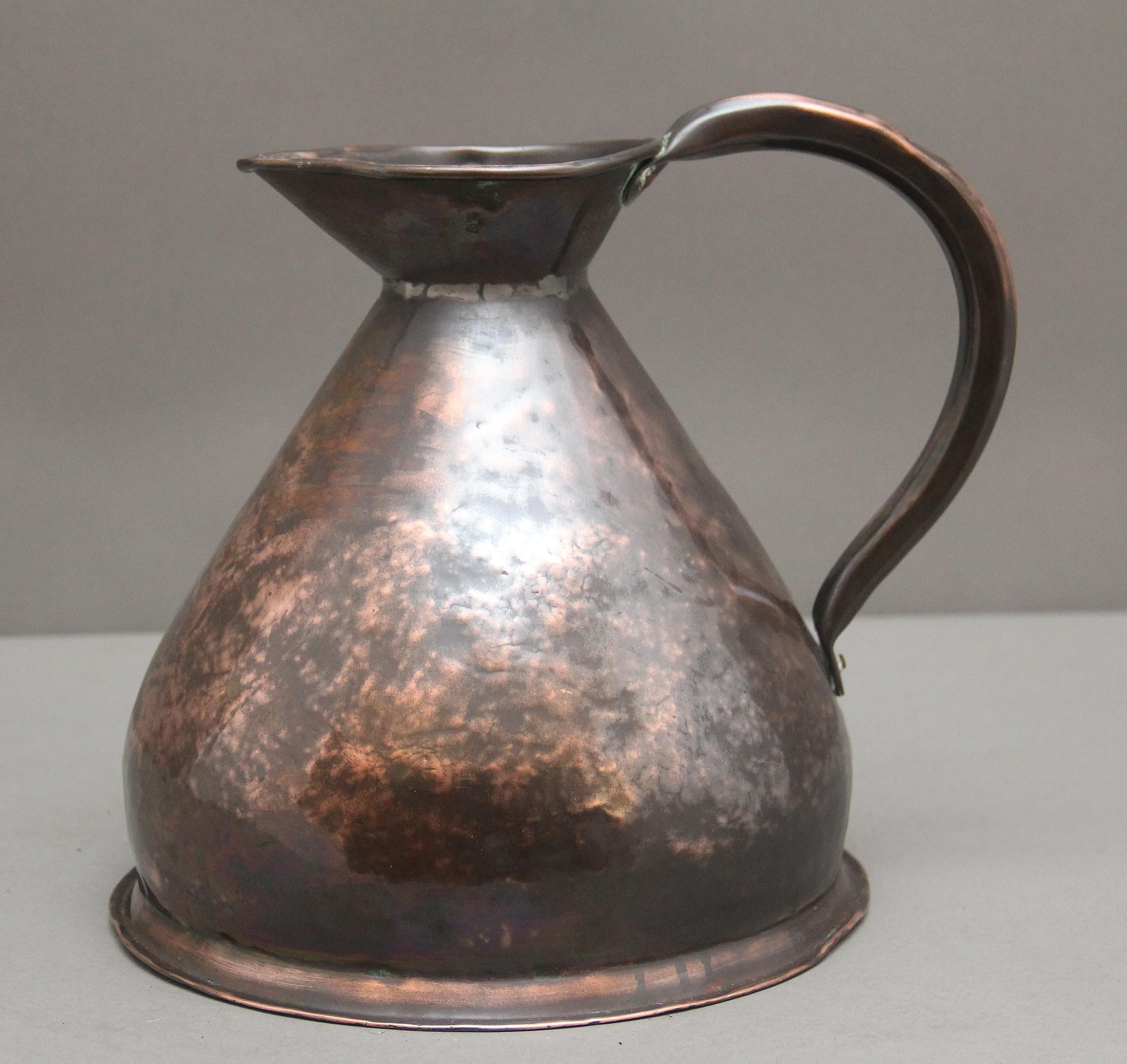 British 19th Century one gallon copper measuring jug