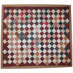 19th Century One Patch Crib Quilt / Mounted