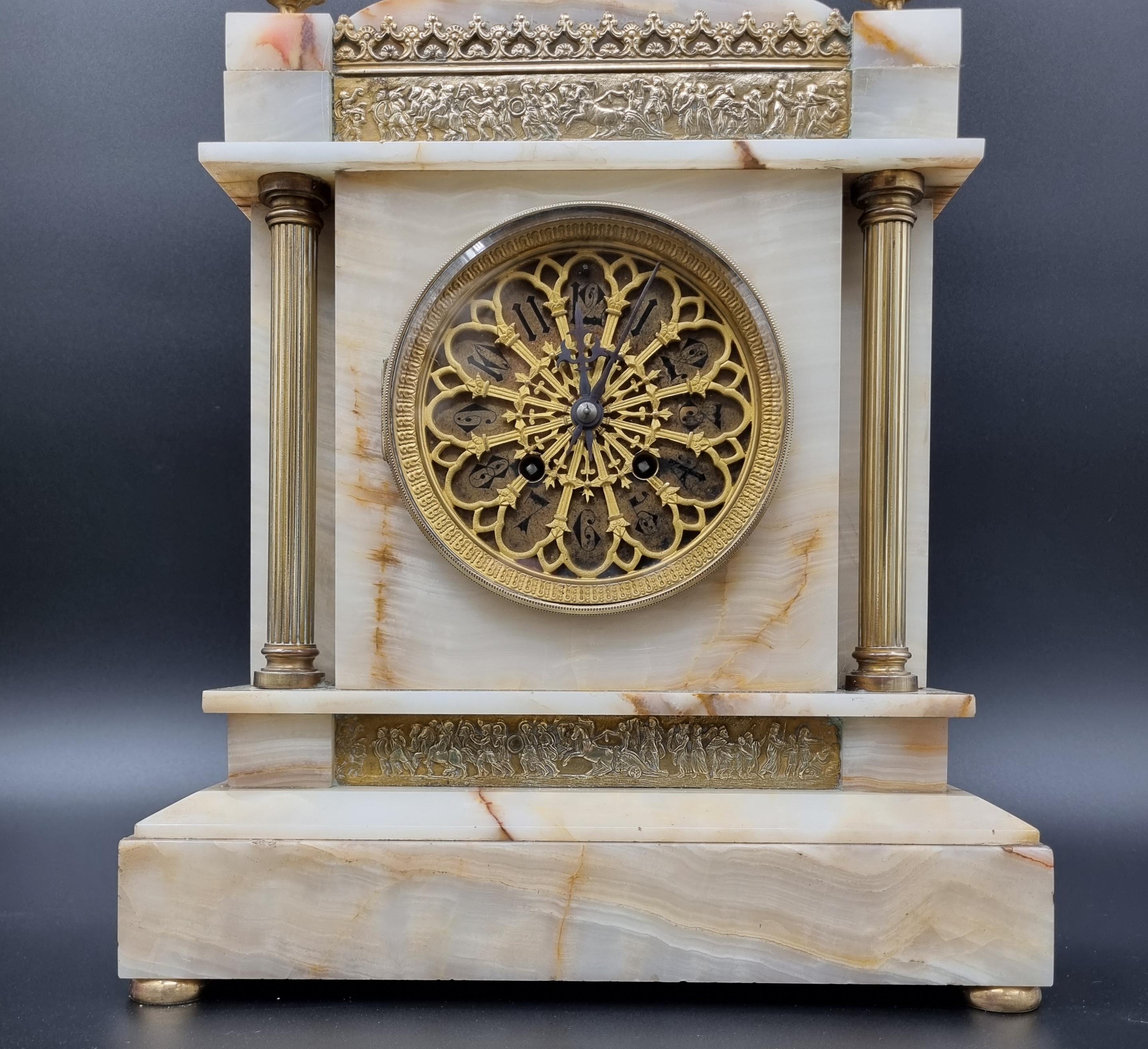 Horloge du 19e siècle en onyx et bronze avec William Shakespeare Bon état - En vente à Hoddesdon, GB