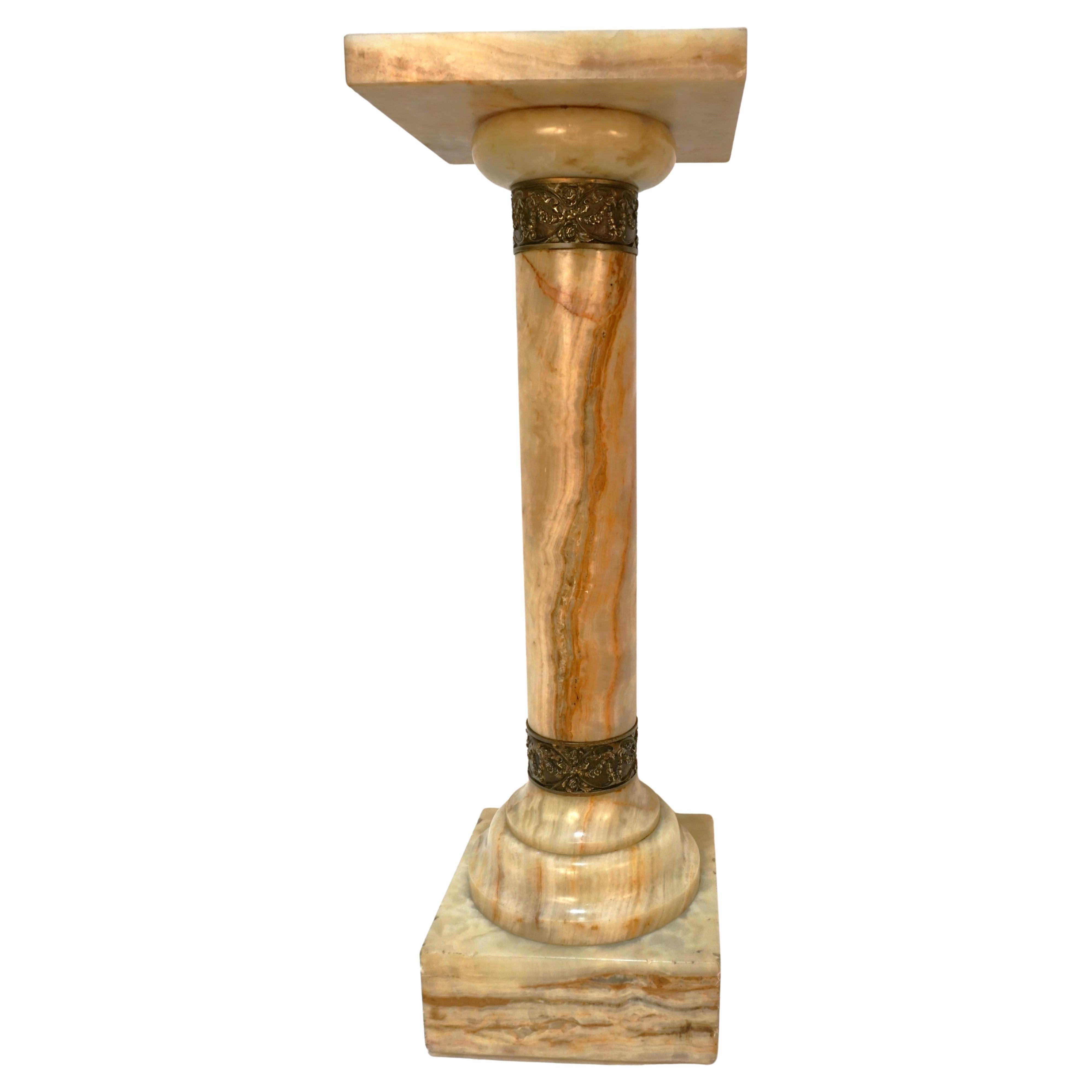 French 19th Century Onyx and Bronze Column Pedestal For Sale at 1stDibs