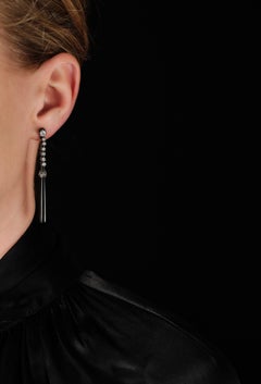 Late 19th Century Onyx and 1.20ct Diamond Drop Earrings.