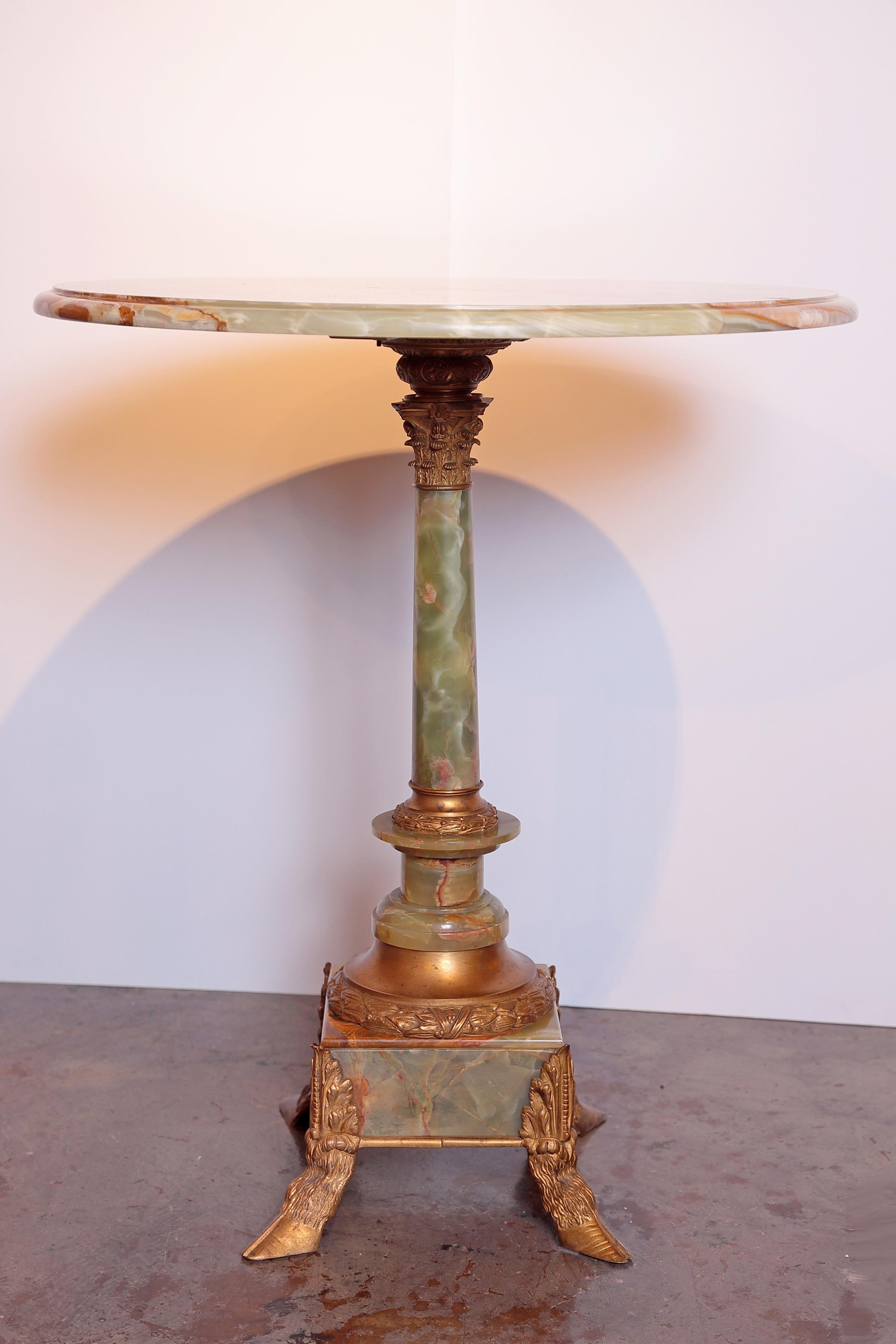 19th century continental onyx and gilt bronze fine side table.