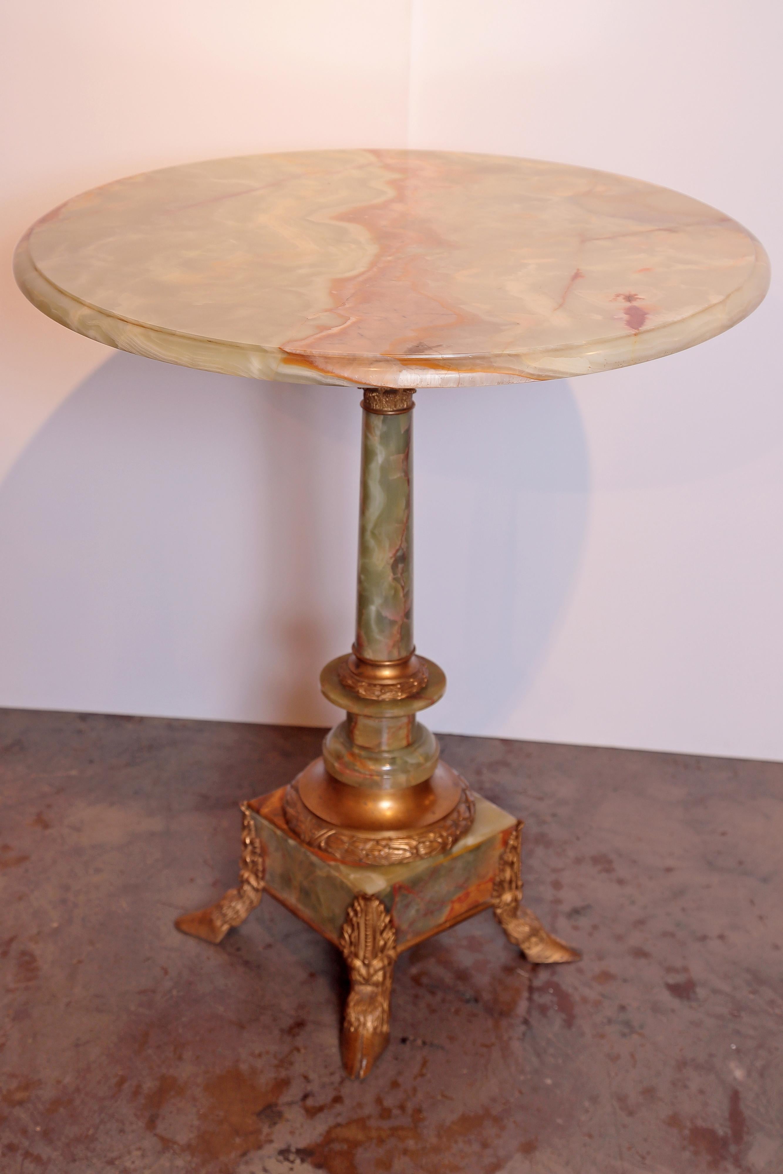 French 19th Century Onyx and Gilt Bronze Side Table