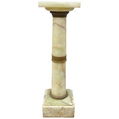 19th Century Onyx & Bronze Column Statue Pedestal French Empire Style Revolving
