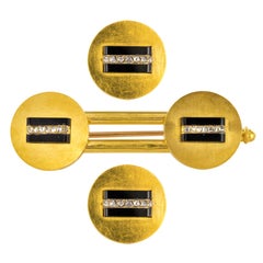 Siglo XIX Ónice Diamantes Oro Amarillo de 18 Kilates Juego de Broches de Chaleco