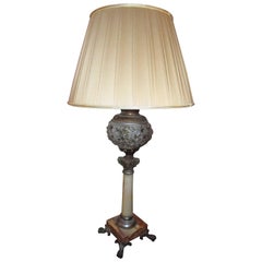 19th century Onyx Marble and Reticulated Bronze Table Lamp