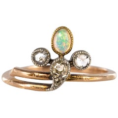 19th Century Opal Diamonds 18 Karat Rose Gold Ring