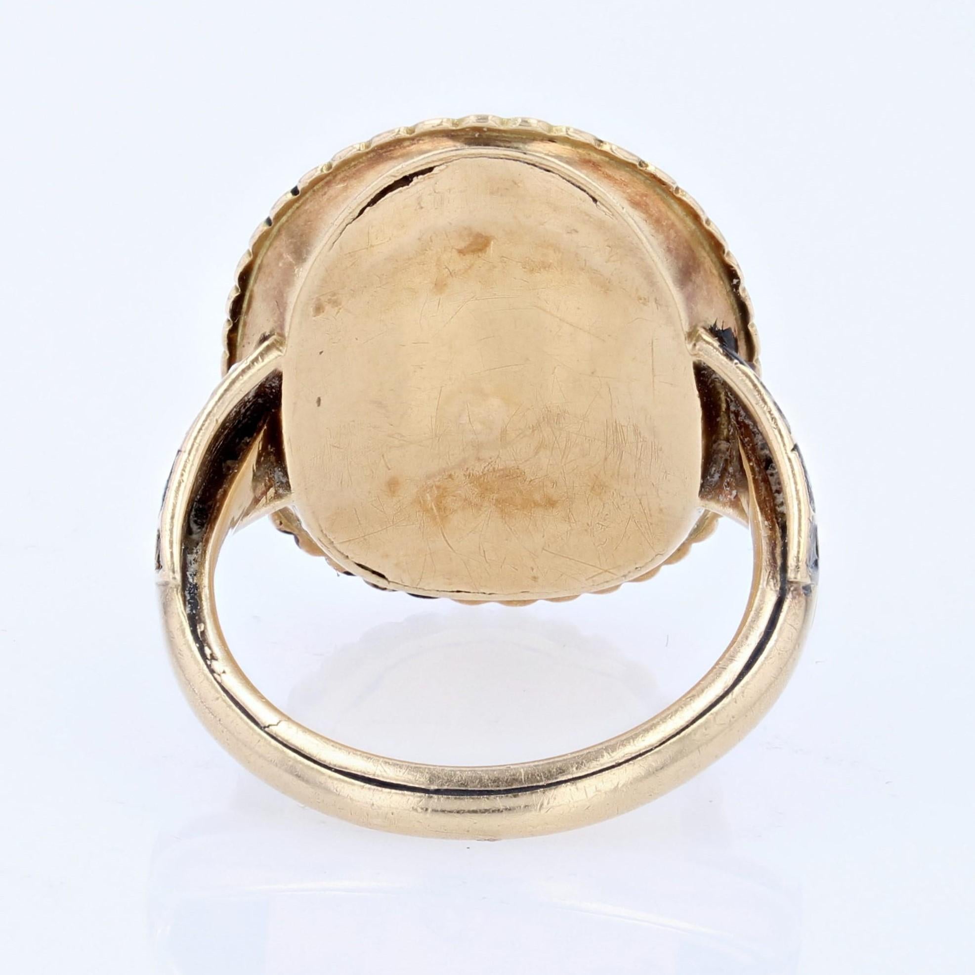 19th Century Opal Fine Pearl Enamel 18 Karat Yellow Gold Ring For Sale 10