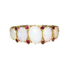 19th Century Opal Ruby 18 Karat Yellow Gold Garter Ring