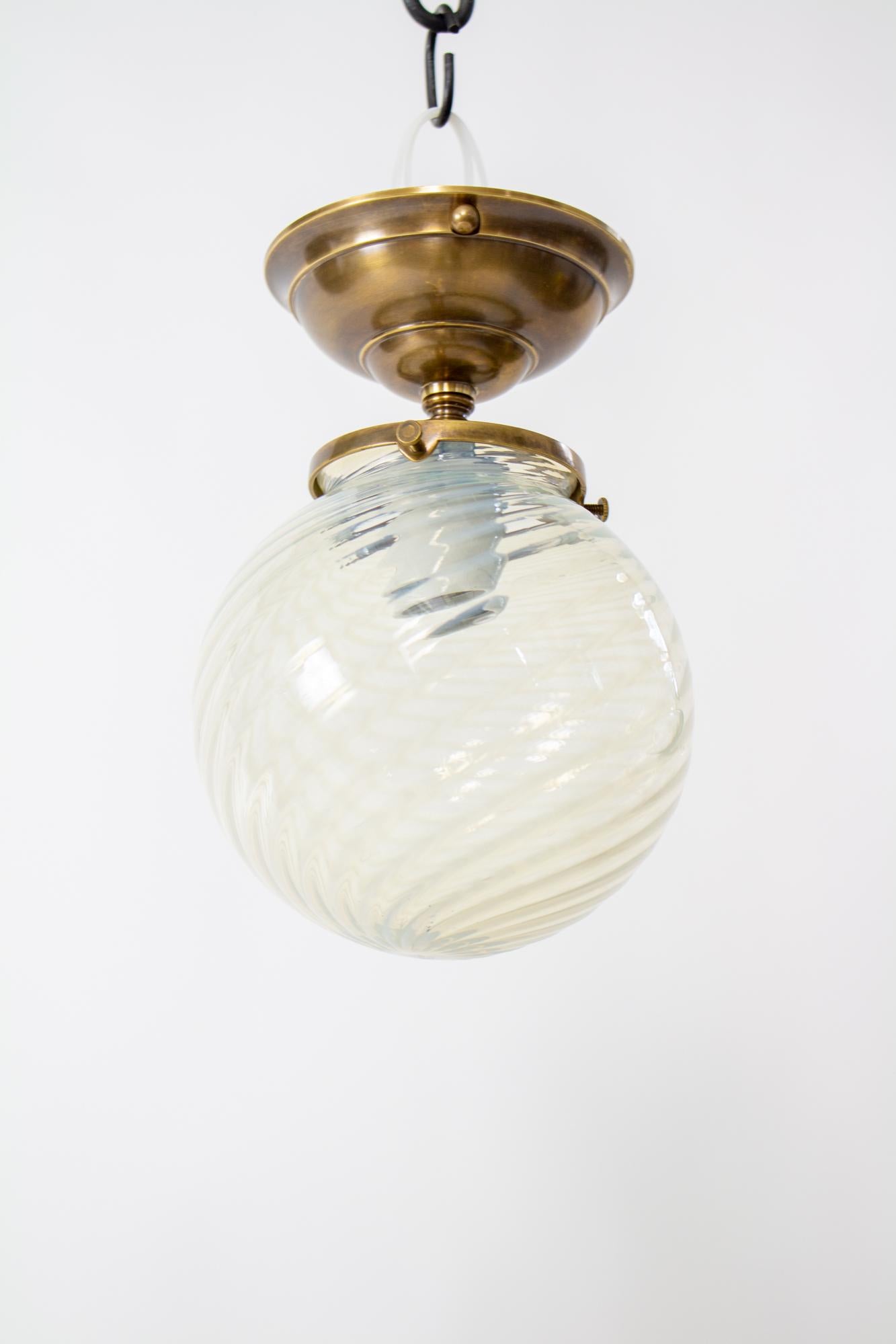 Late Victorian 19th Century Opalescent Globe Flush Mount Light Fixture