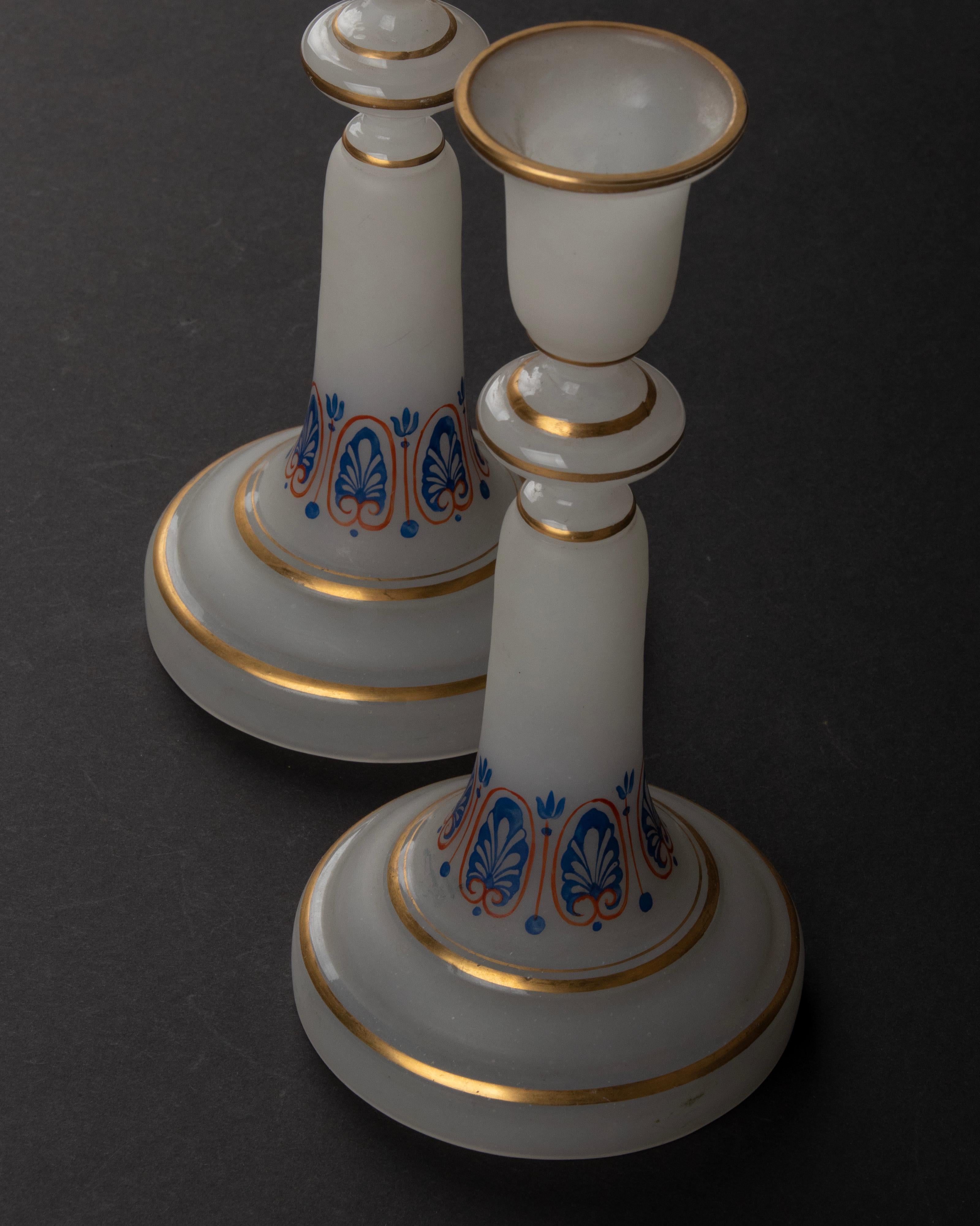 19th Century Opaline Glass Candlesticks For Sale 4