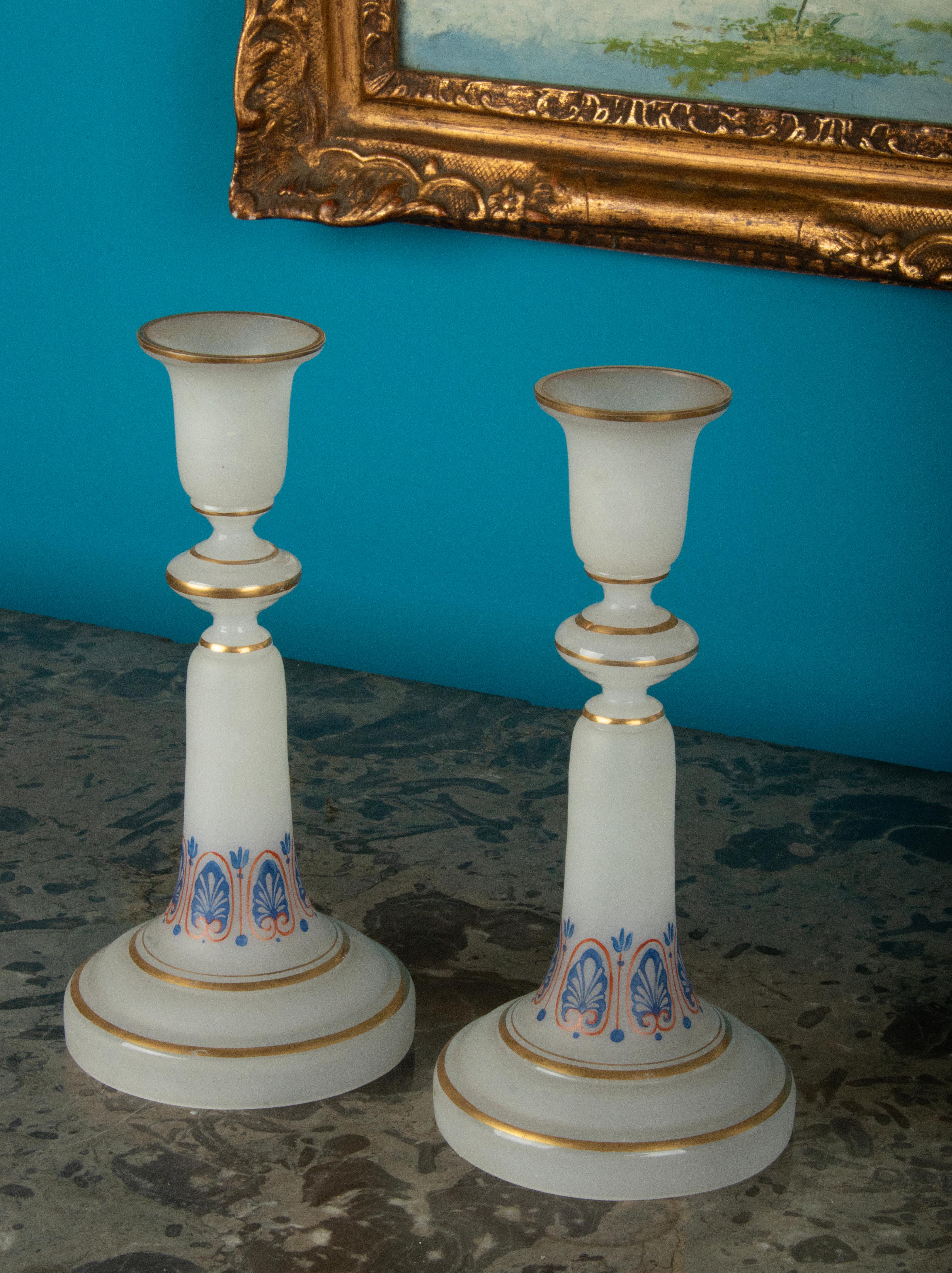 19th Century Opaline Glass Candlesticks For Sale 5