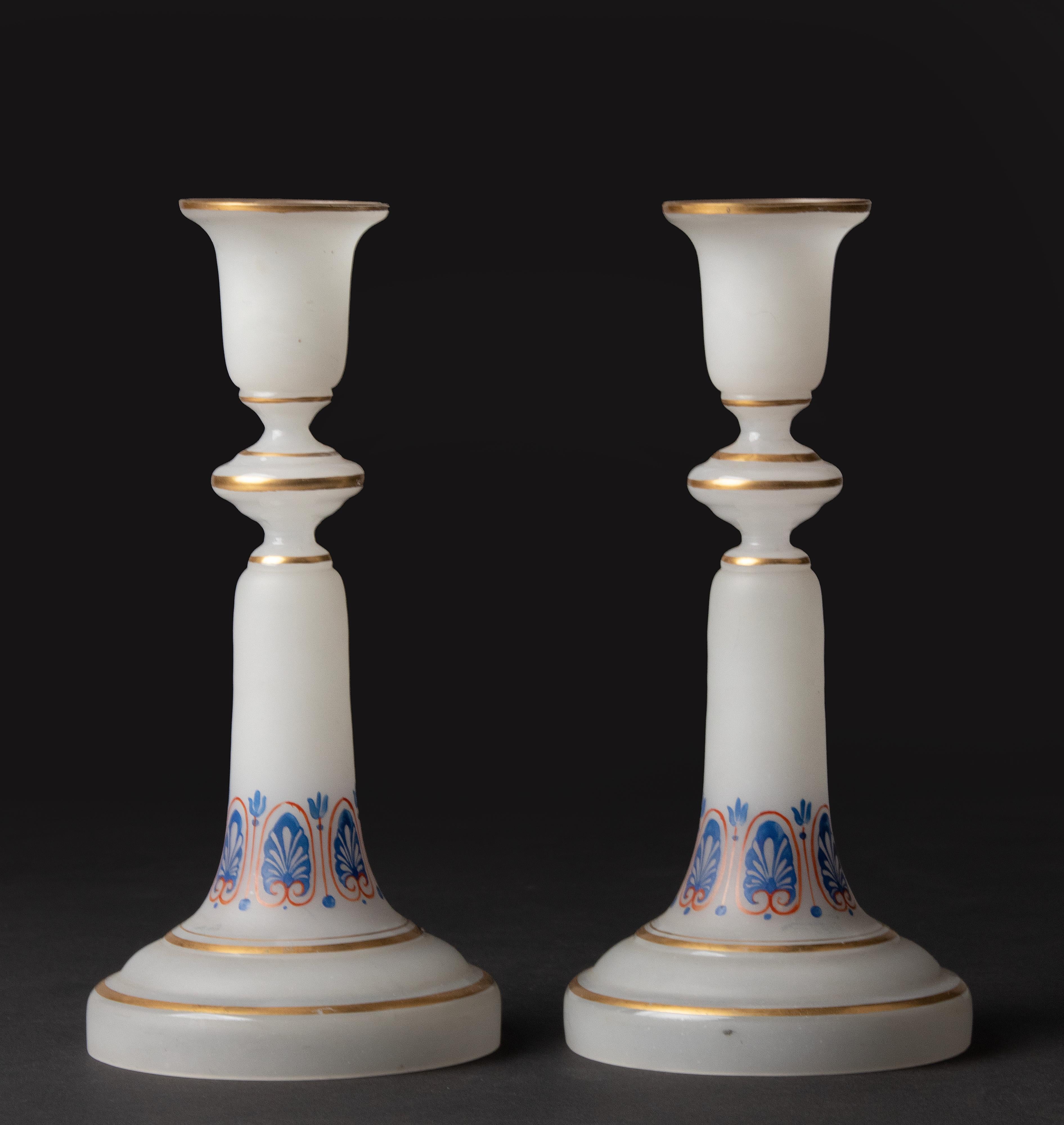 19th Century Opaline Glass Candlesticks For Sale 8