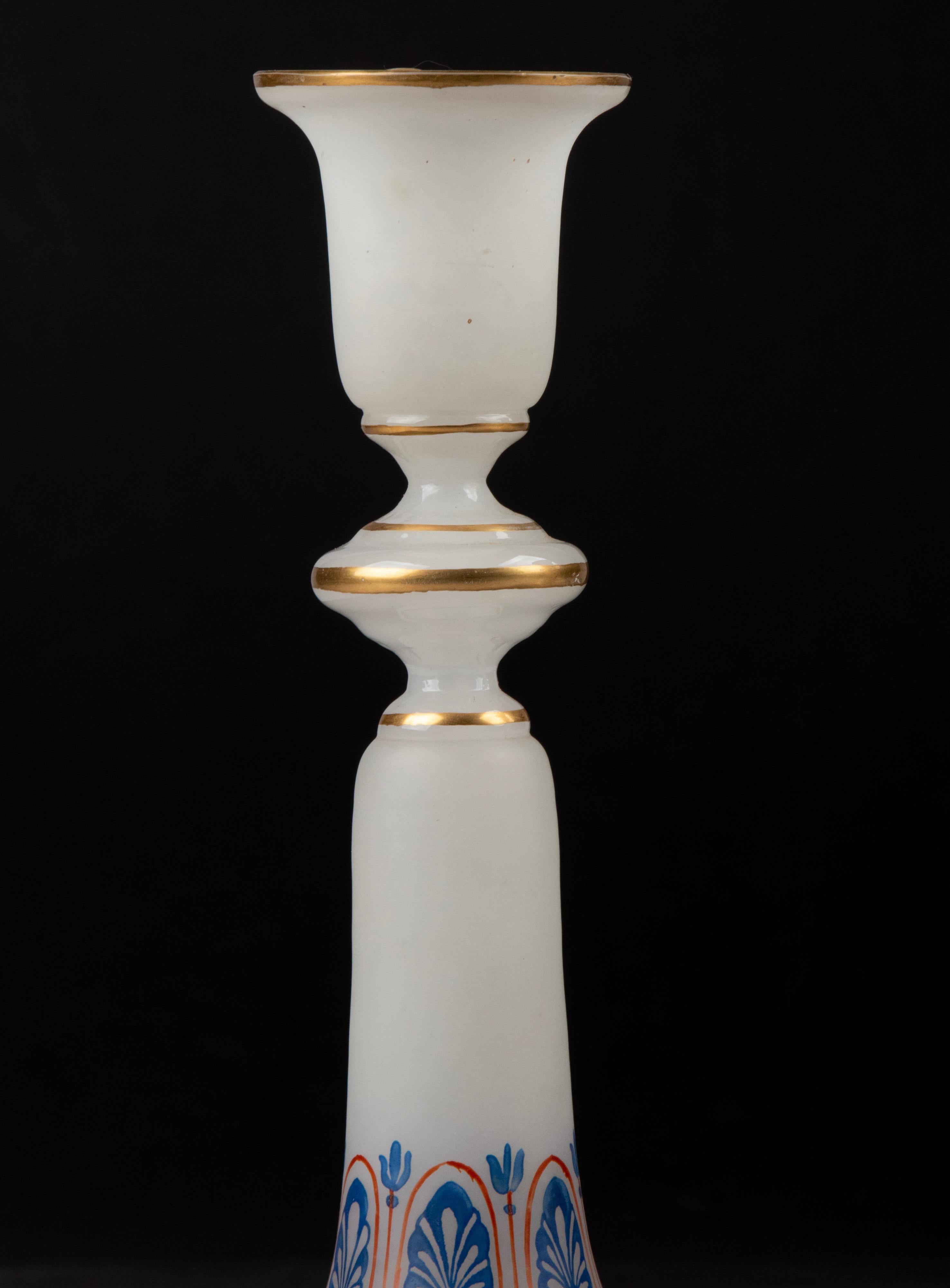 19th Century Opaline Glass Candlesticks In Good Condition For Sale In Casteren, Noord-Brabant