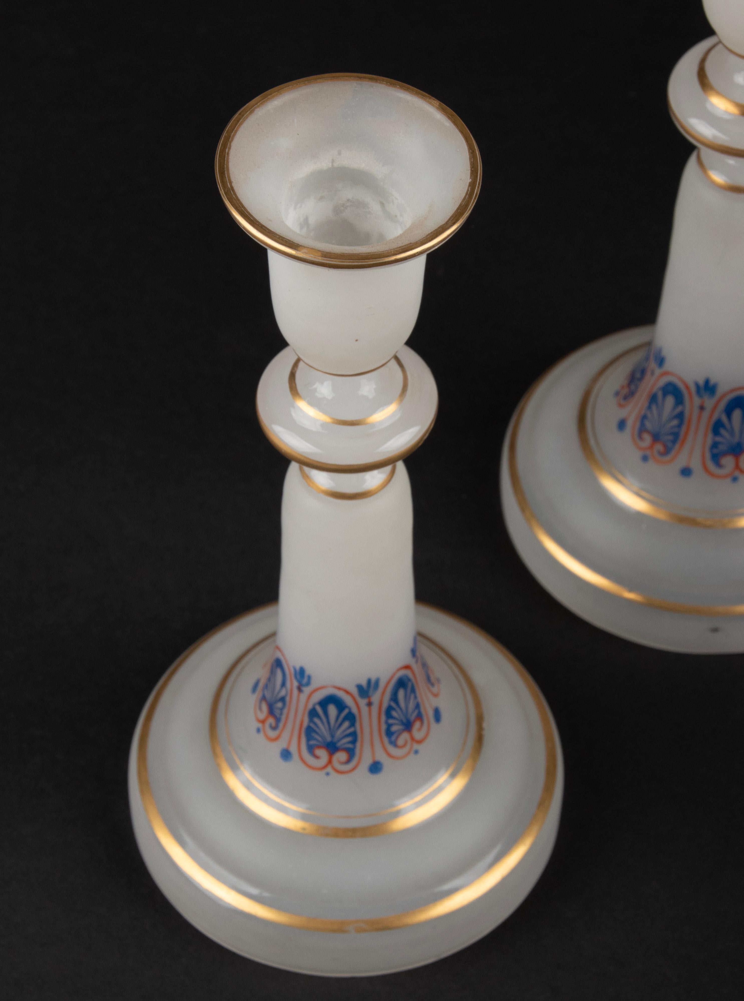 19th Century Opaline Glass Candlesticks For Sale 3