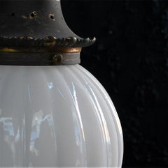 19th Century Opaline Glass Ribbed Light