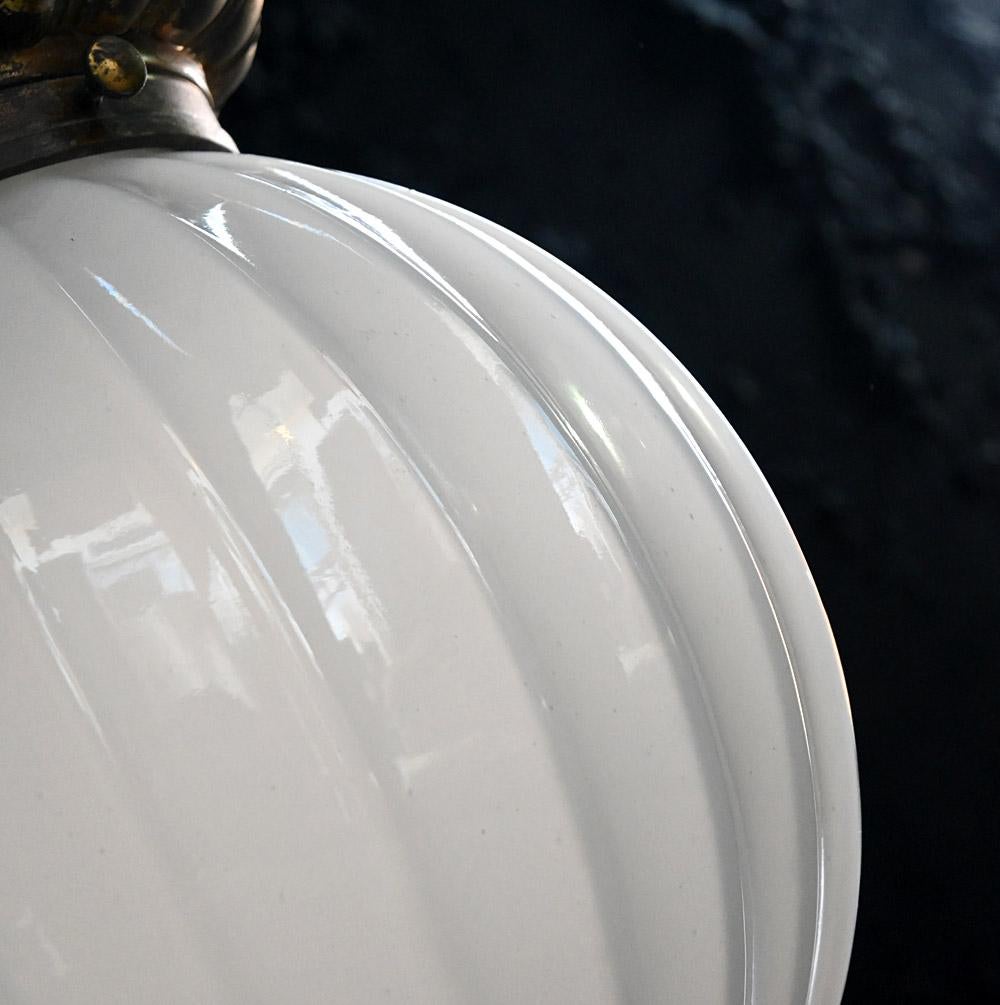 Hand-Crafted 19th Century Opaline Glass Ribbed Light