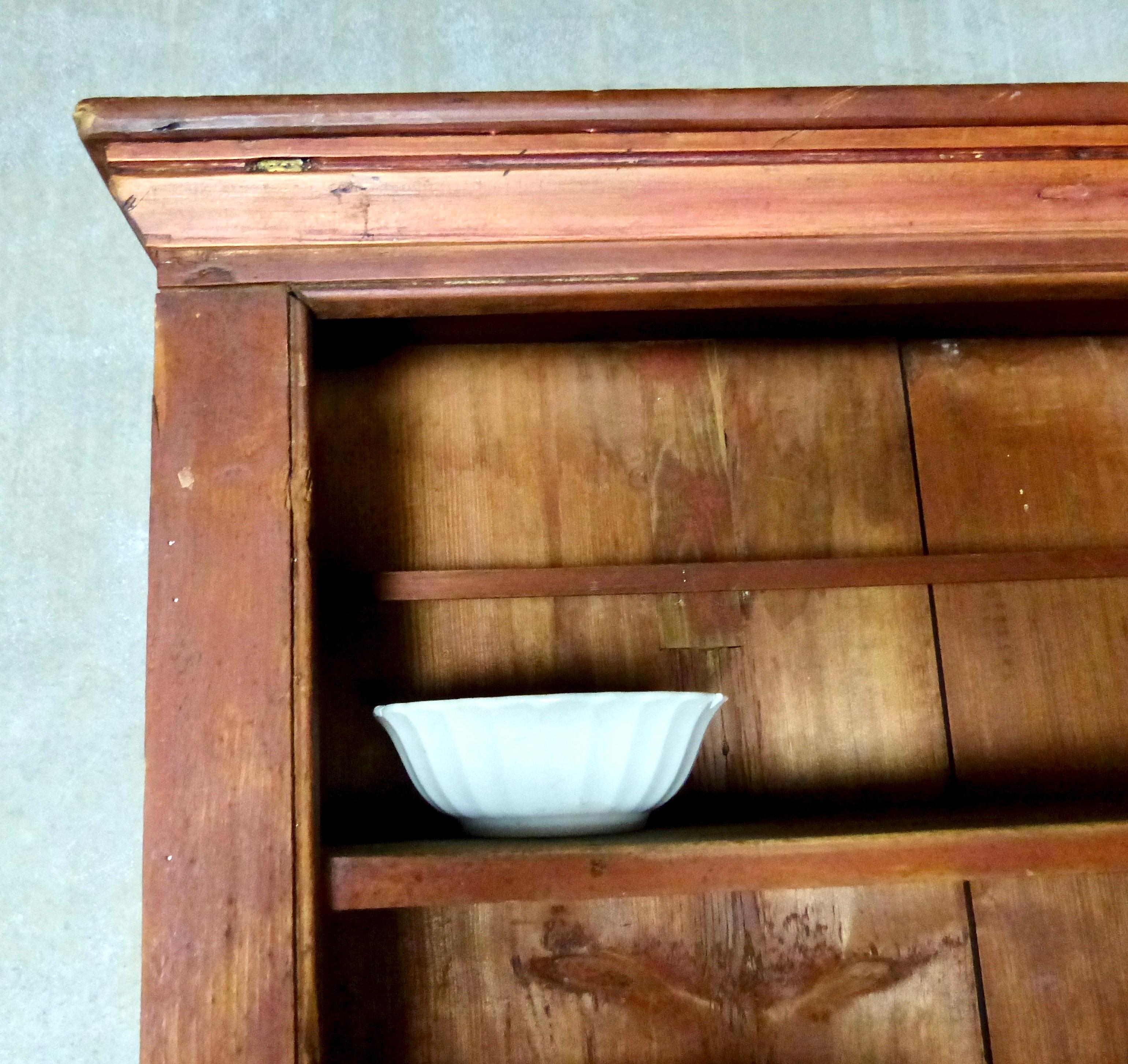 Country 19th Century Open Pine Dish Cupboard