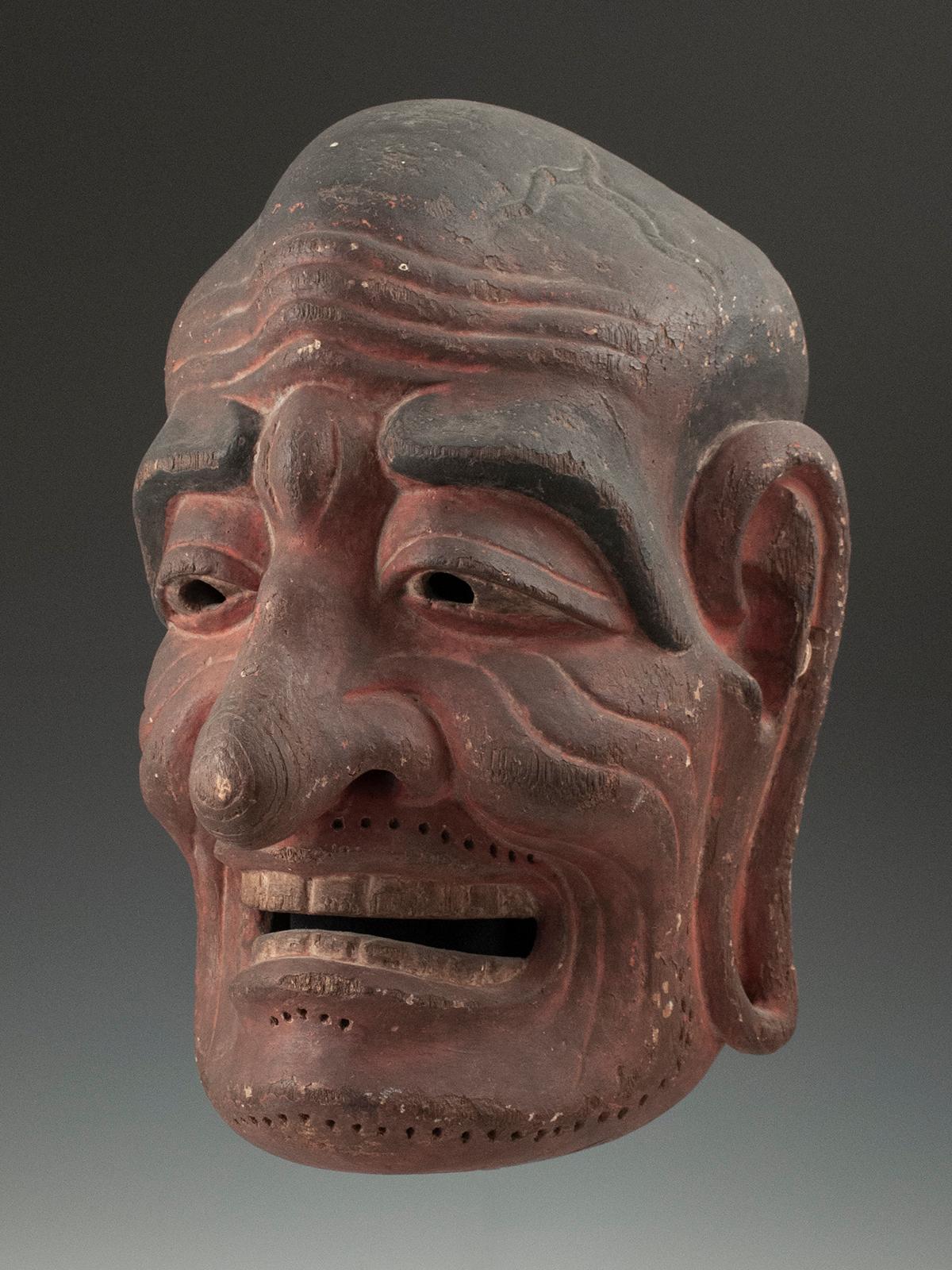 Masque bouddhiste rituel du 19e siècle ou plus ancien, Japon État moyen - En vente à Point Richmond, CA