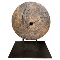 19th Century or Earlier Wooden Wheel on Custom Base