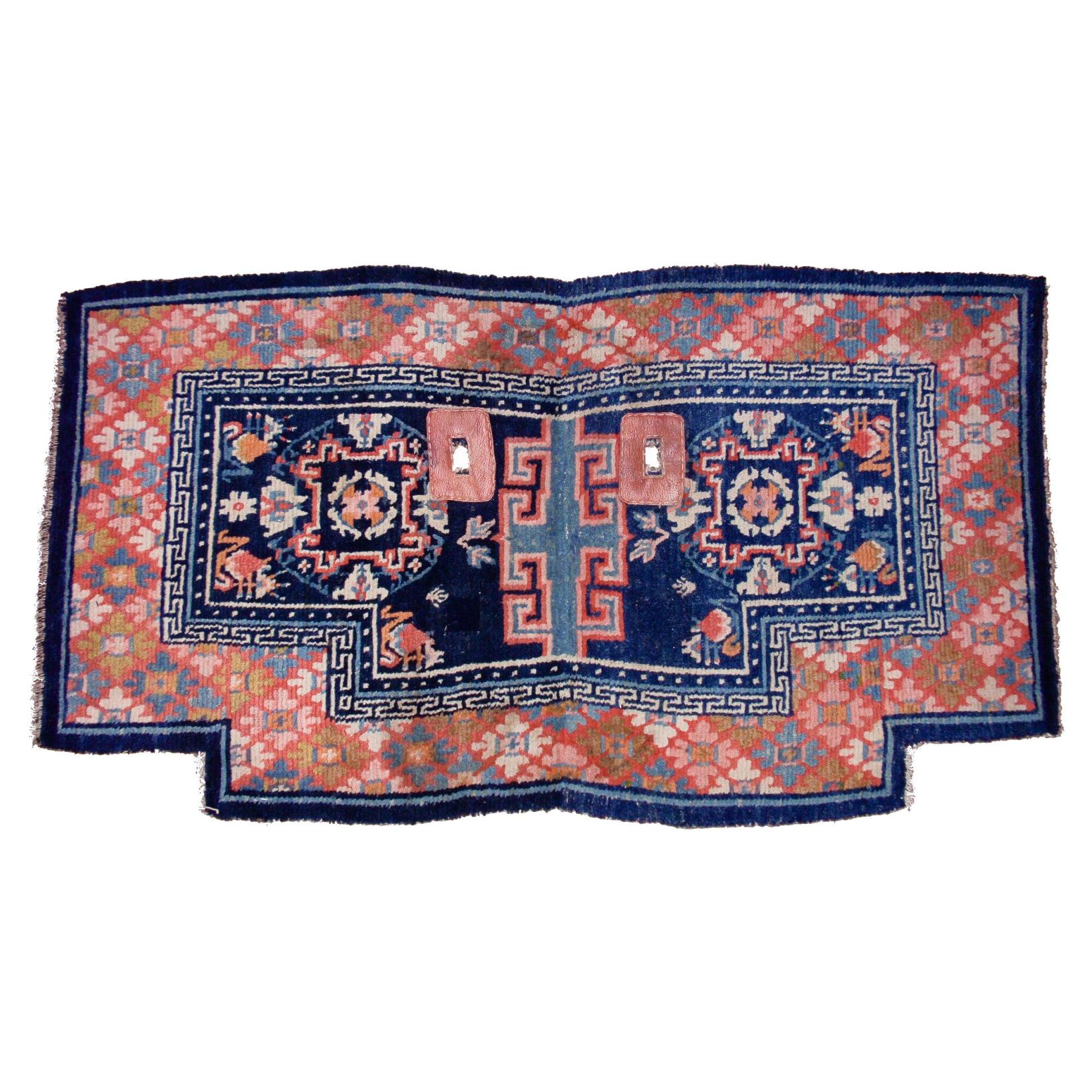 19th Century Orange Blue Flower Plant Tibetan Saddle € 1, 500, ca 1870