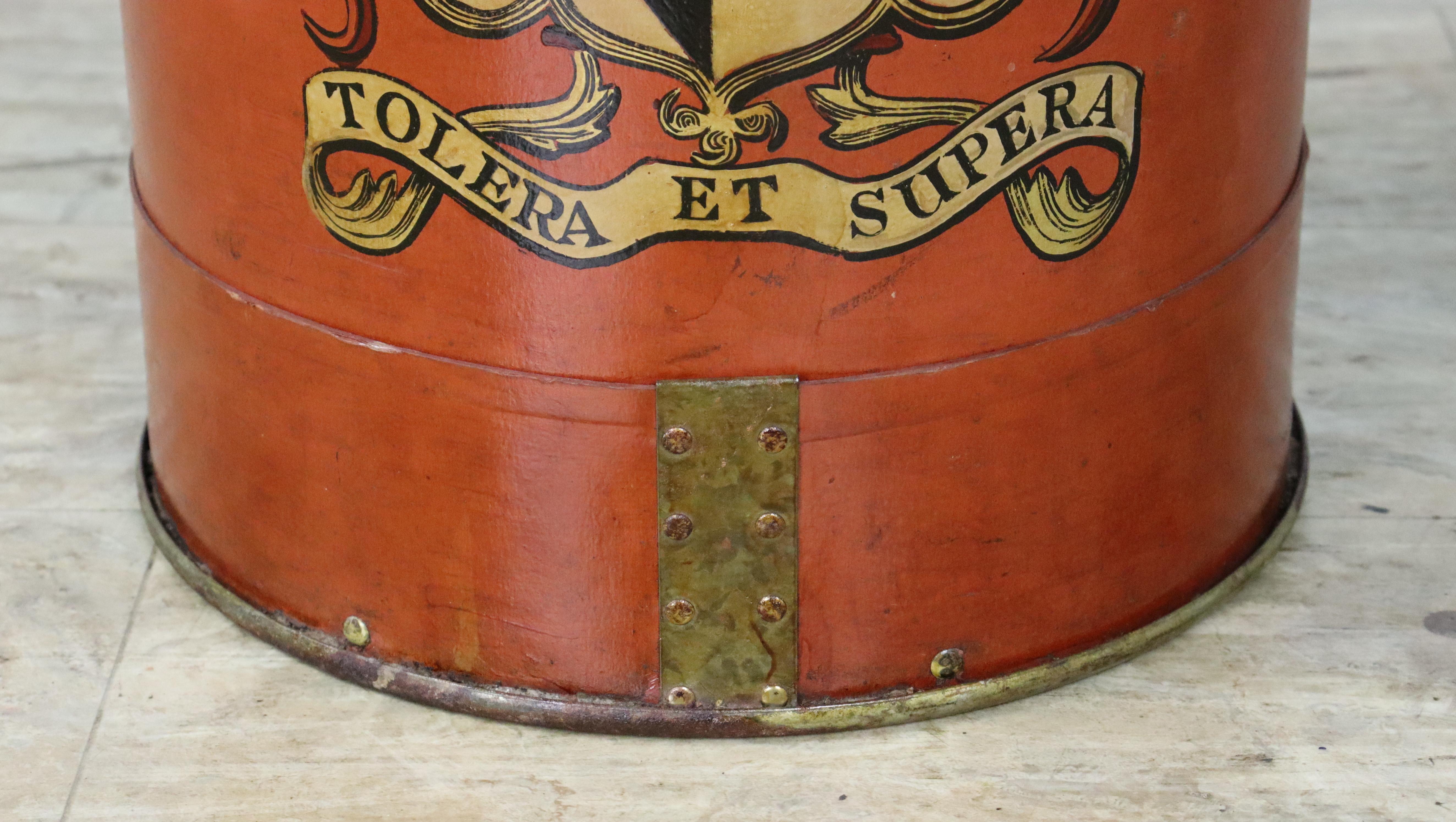 English 19th Century Orange Painted Mill Bucket For Sale