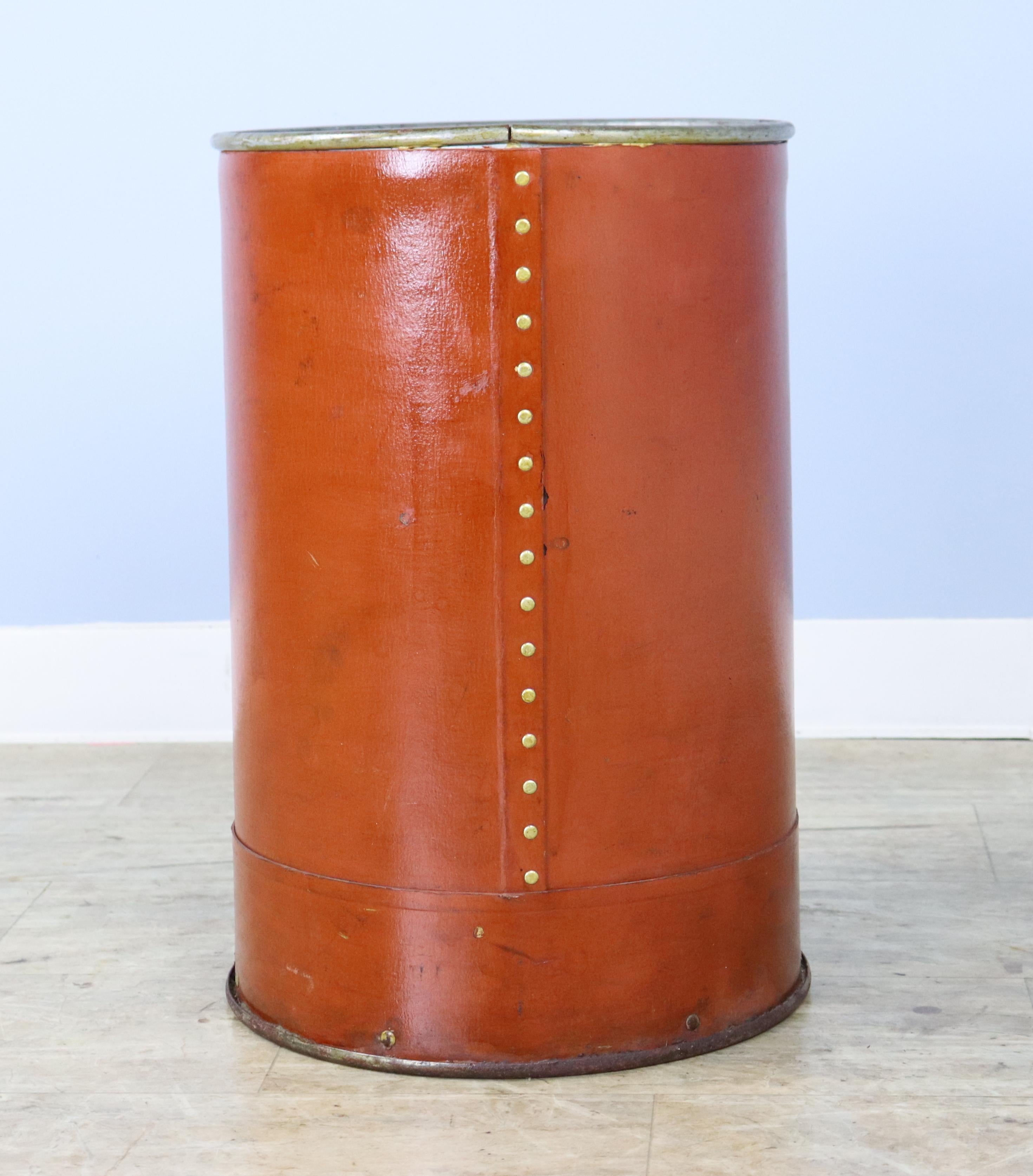 19th Century Orange Painted Mill Bucket In Good Condition For Sale In Port Chester, NY