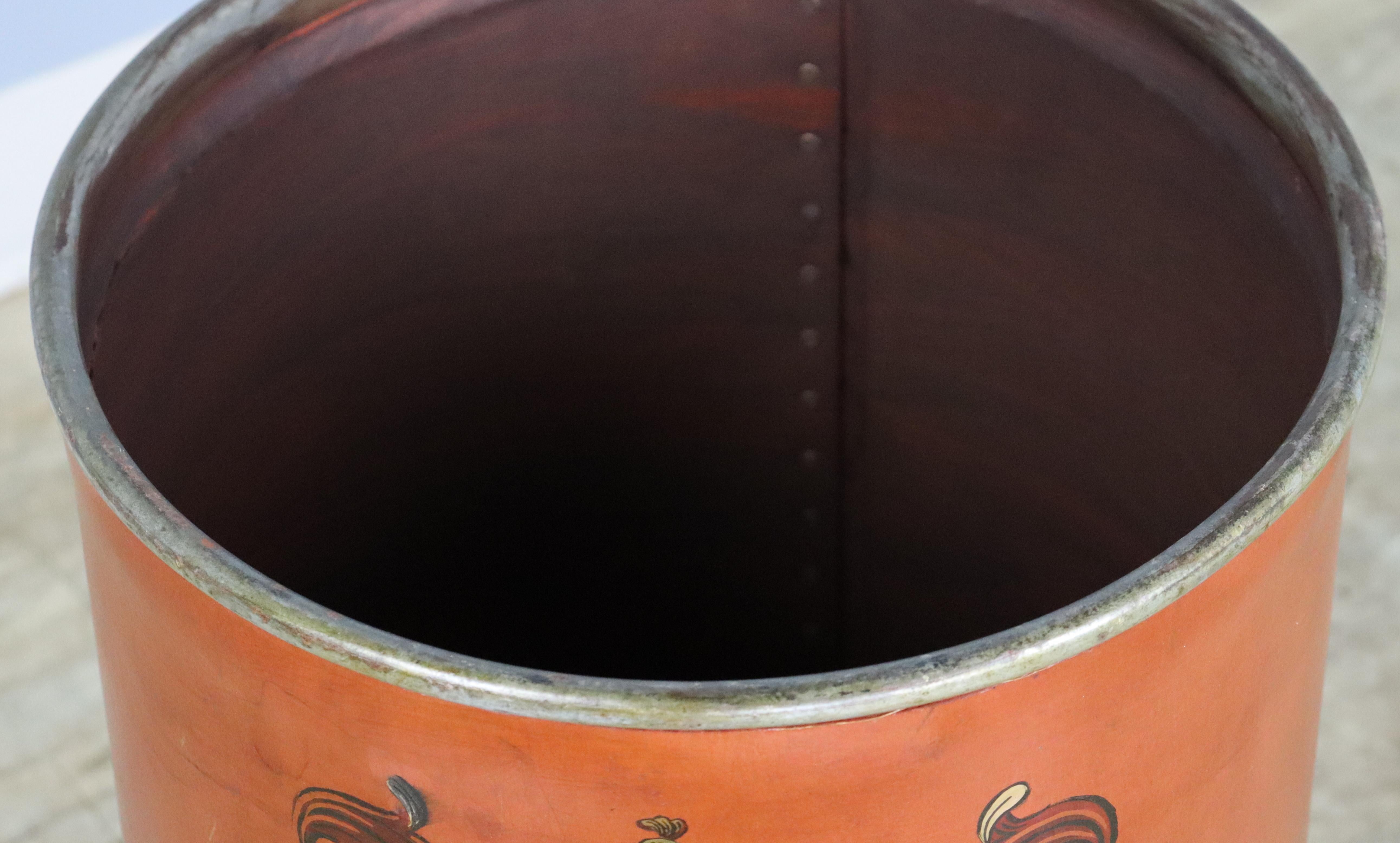 19th Century Orange Painted Mill Bucket For Sale 1
