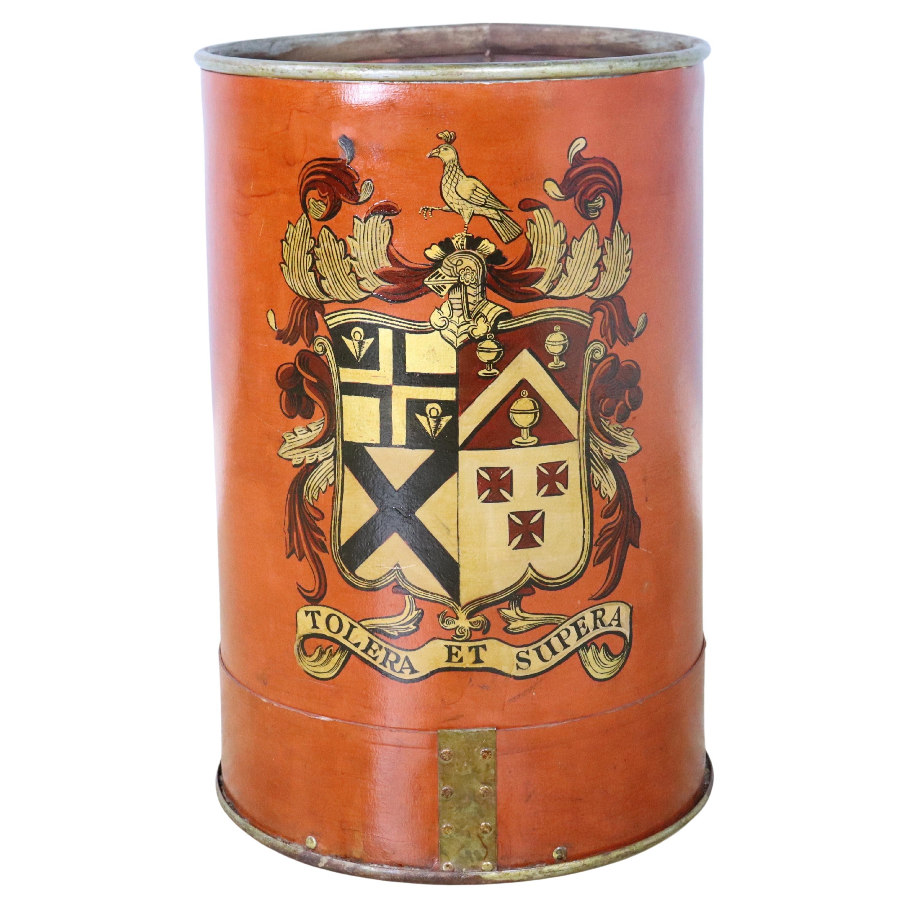 19th Century Orange Painted Mill Bucket For Sale