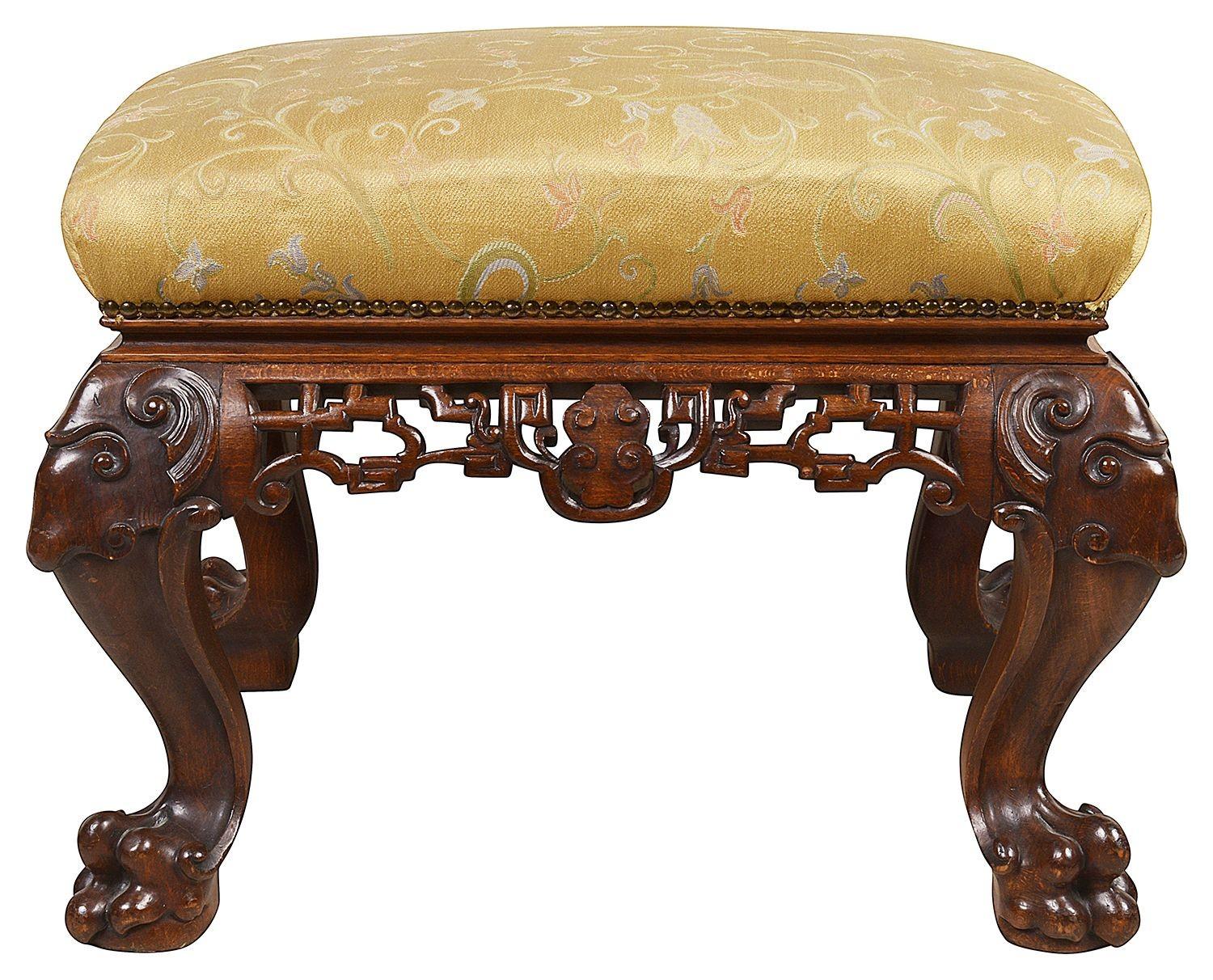 French 19th Century Oriental Carved Wood Stool For Sale