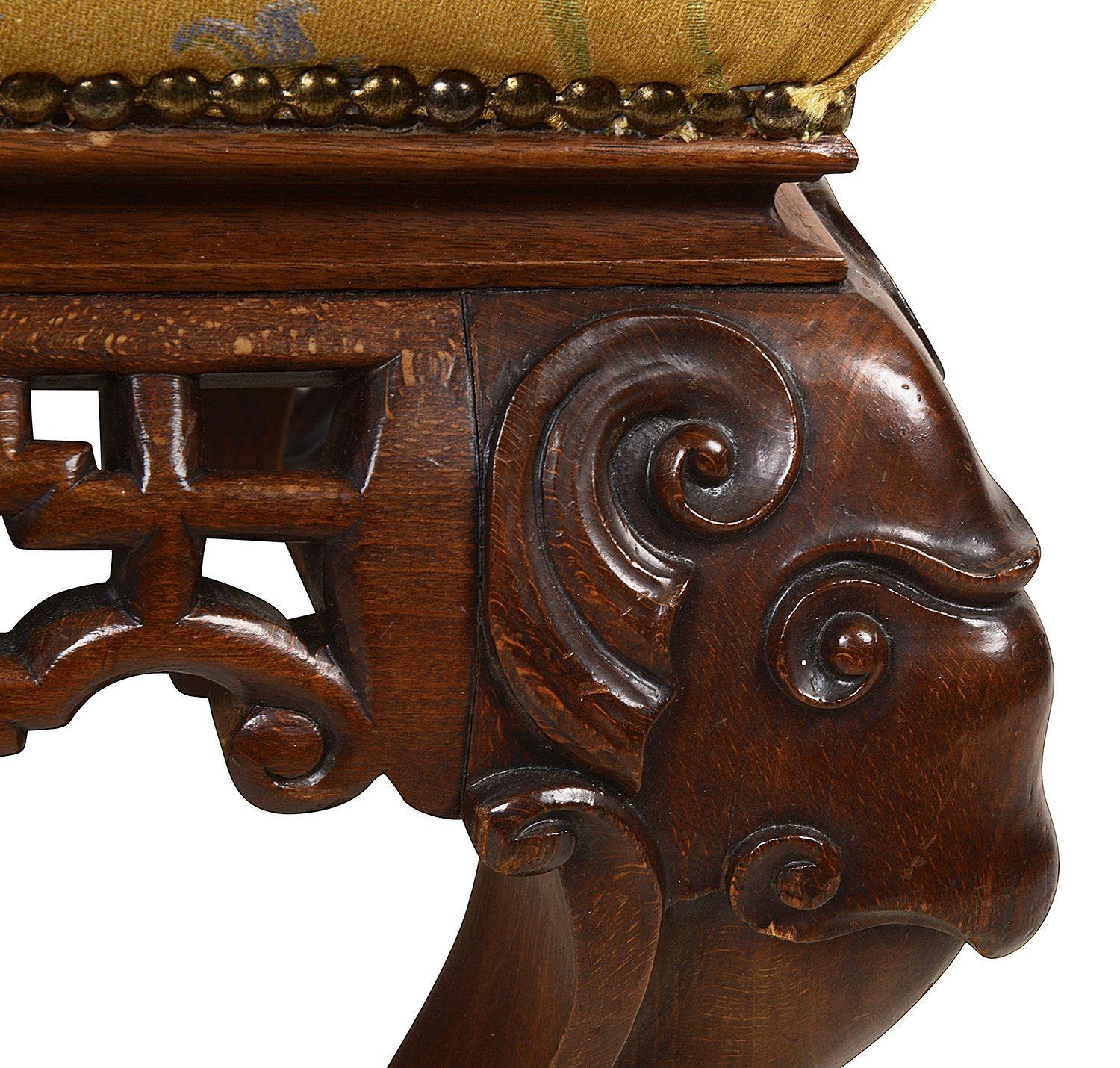 Mahogany 19th Century Oriental Carved Wood Stool For Sale