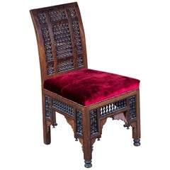 19th Century antique Oriental Chair with Inlaid Marakesh, 1900 beech carved