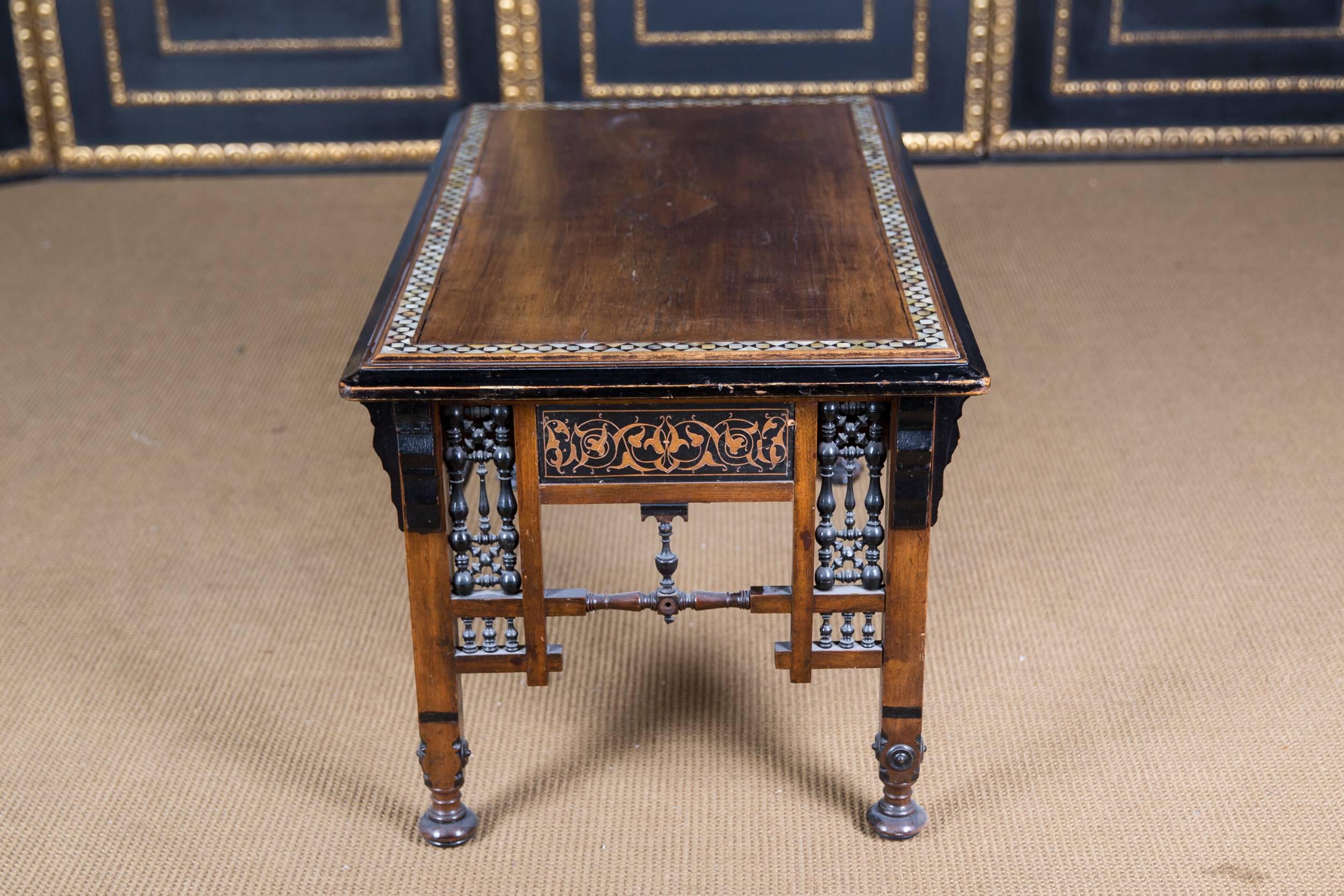19th Century, Oriental Couch Table with Inlaid Marakesch, circa 1900 1