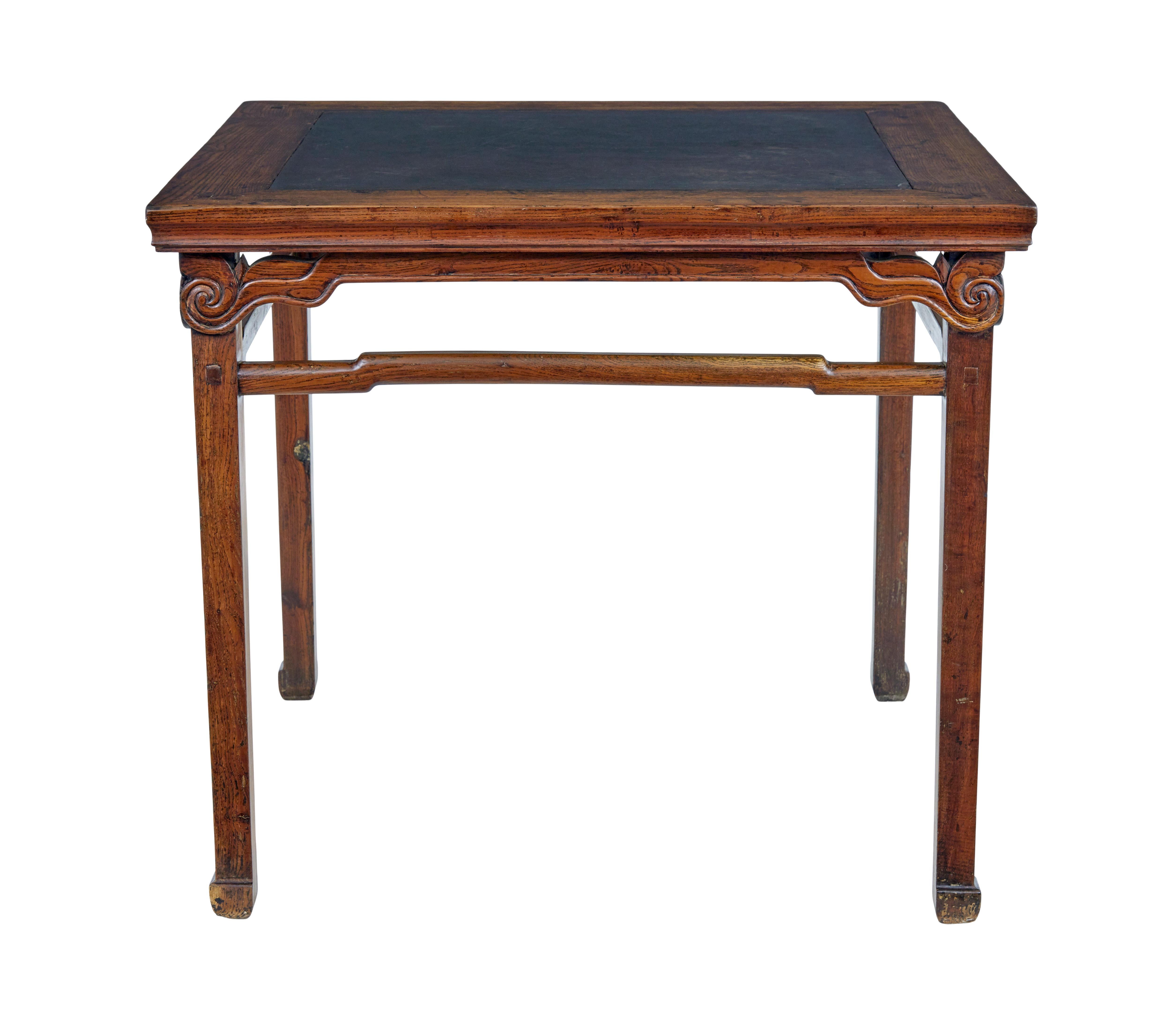 Marble 19th Century Oriental hard wood marble centertable For Sale