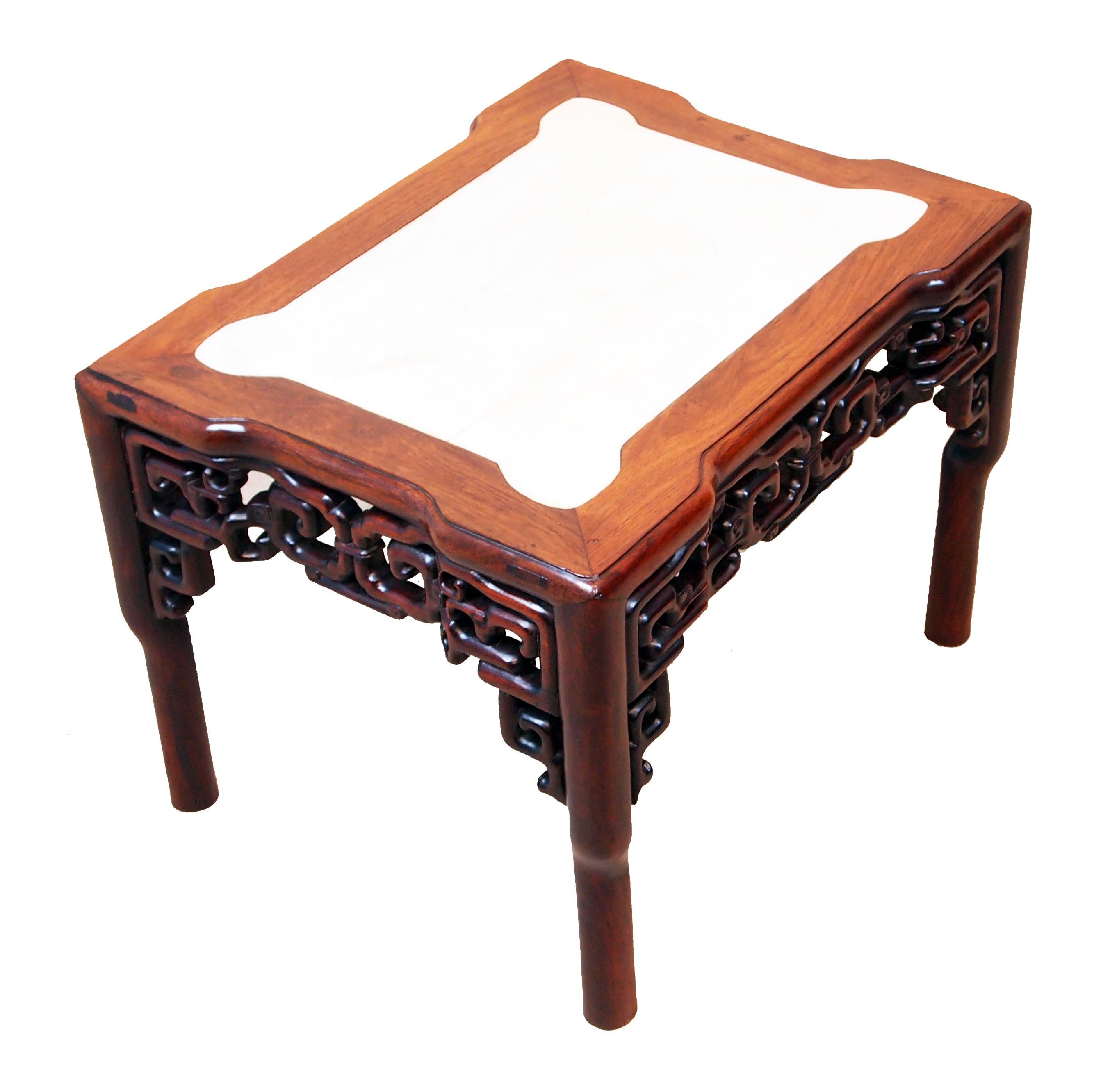 Victorian 19th Century Oriental Hardwood & Marble Coffee Table For Sale