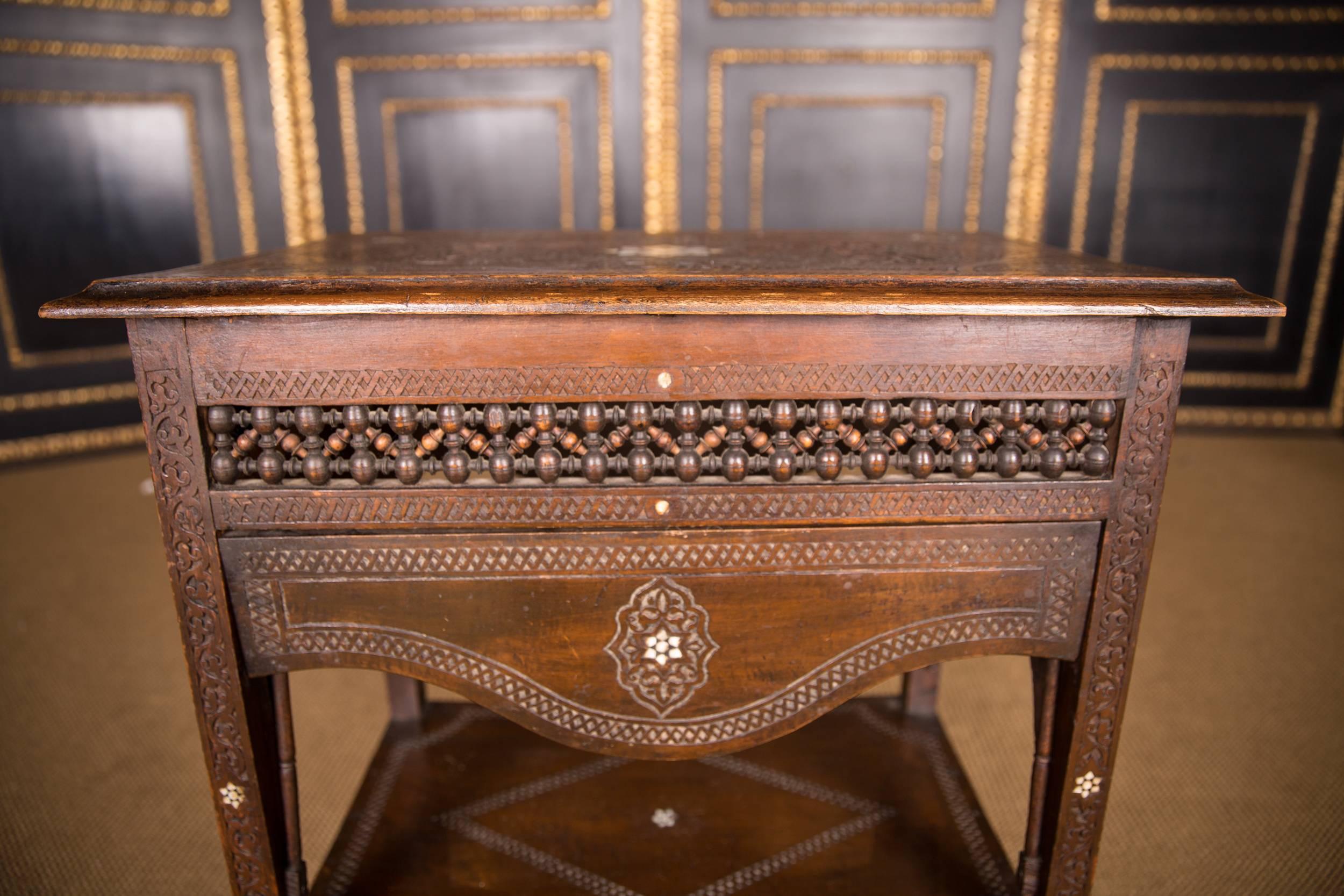 Maghreb 19th Century, Oriental Table with Inlaid Marakesch, circa 1900 For Sale