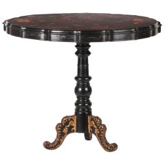 Antique 19th Century Oriental Tilt-Top Table, Lacquer on Wood