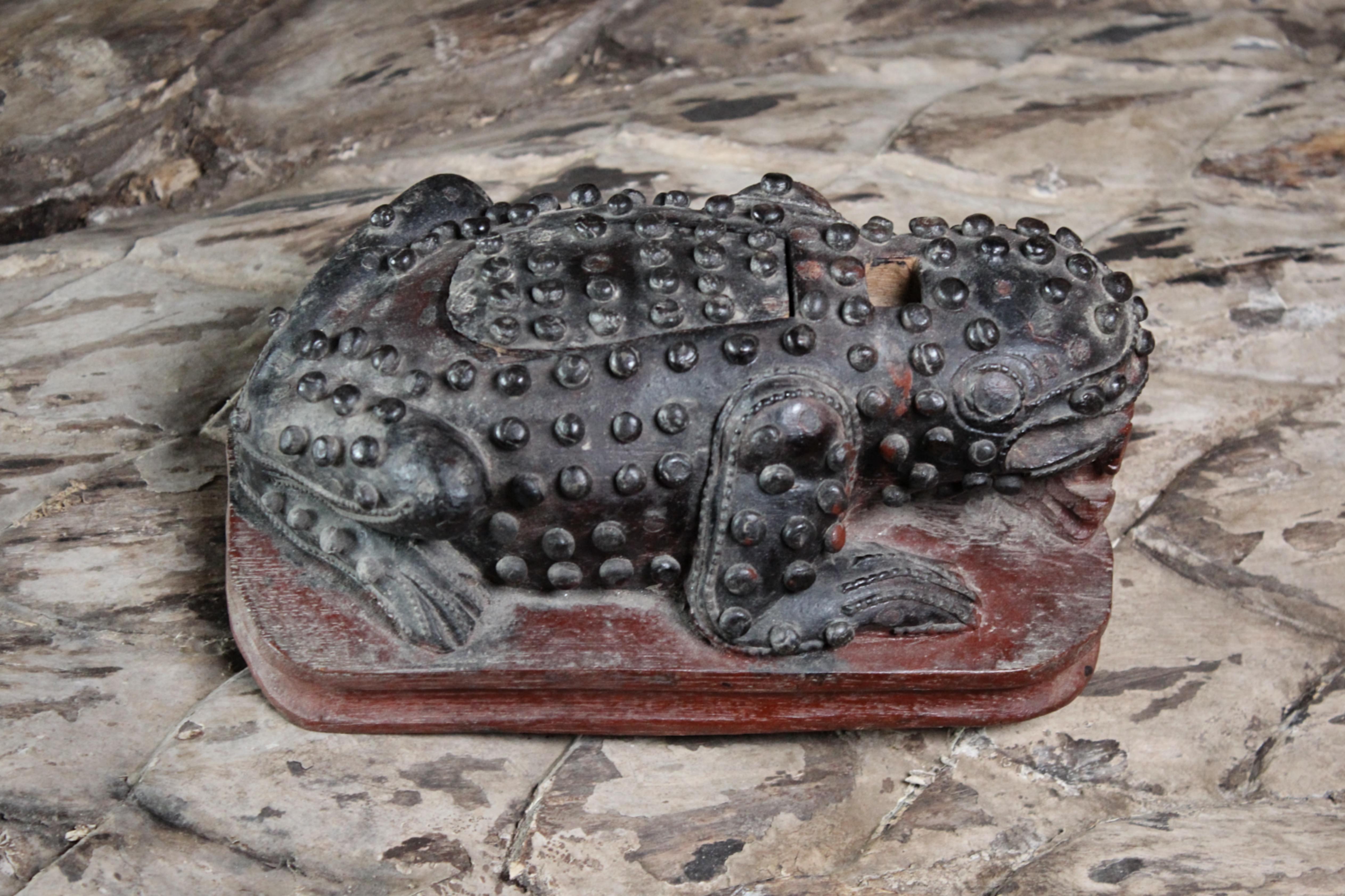 19th Century Oriental Wooden Toad Opium Incense Secret Box  For Sale 8