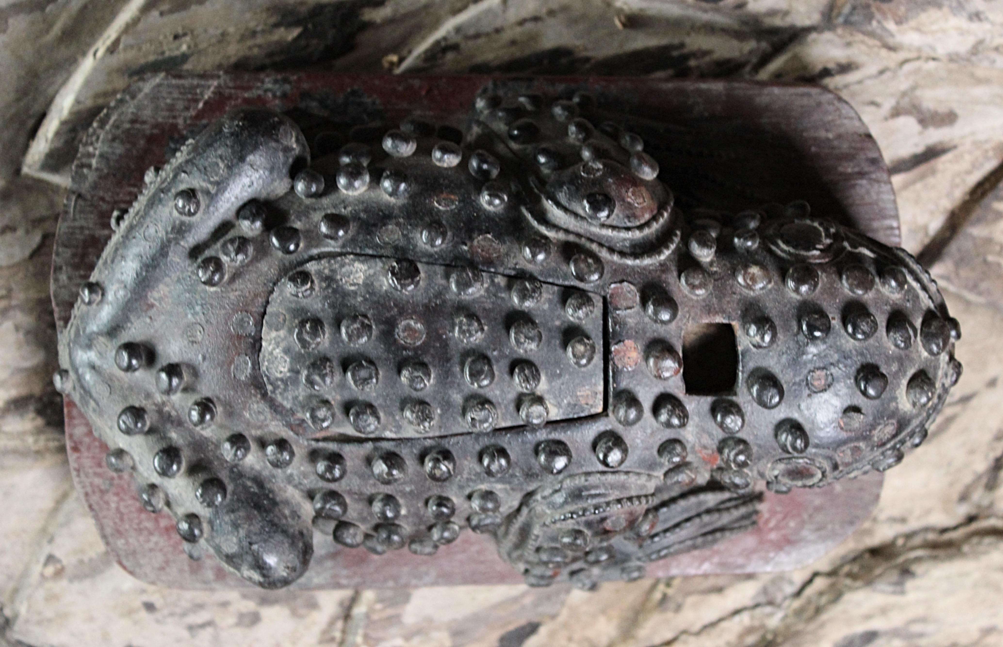 19th Century Oriental Wooden Toad Opium Incense Secret Box 9