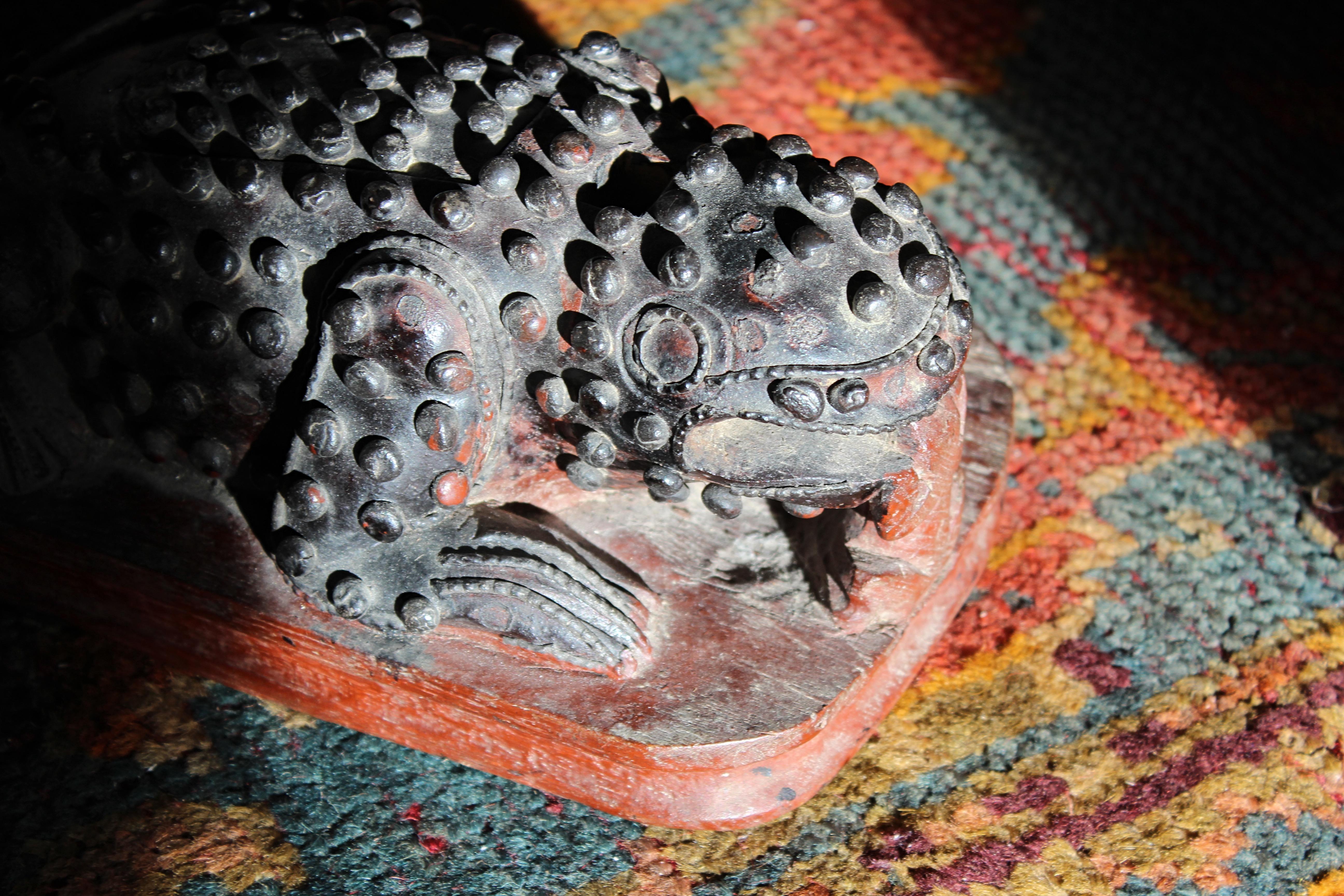Hand-Carved 19th Century Oriental Wooden Toad Opium Incense Secret Box  For Sale