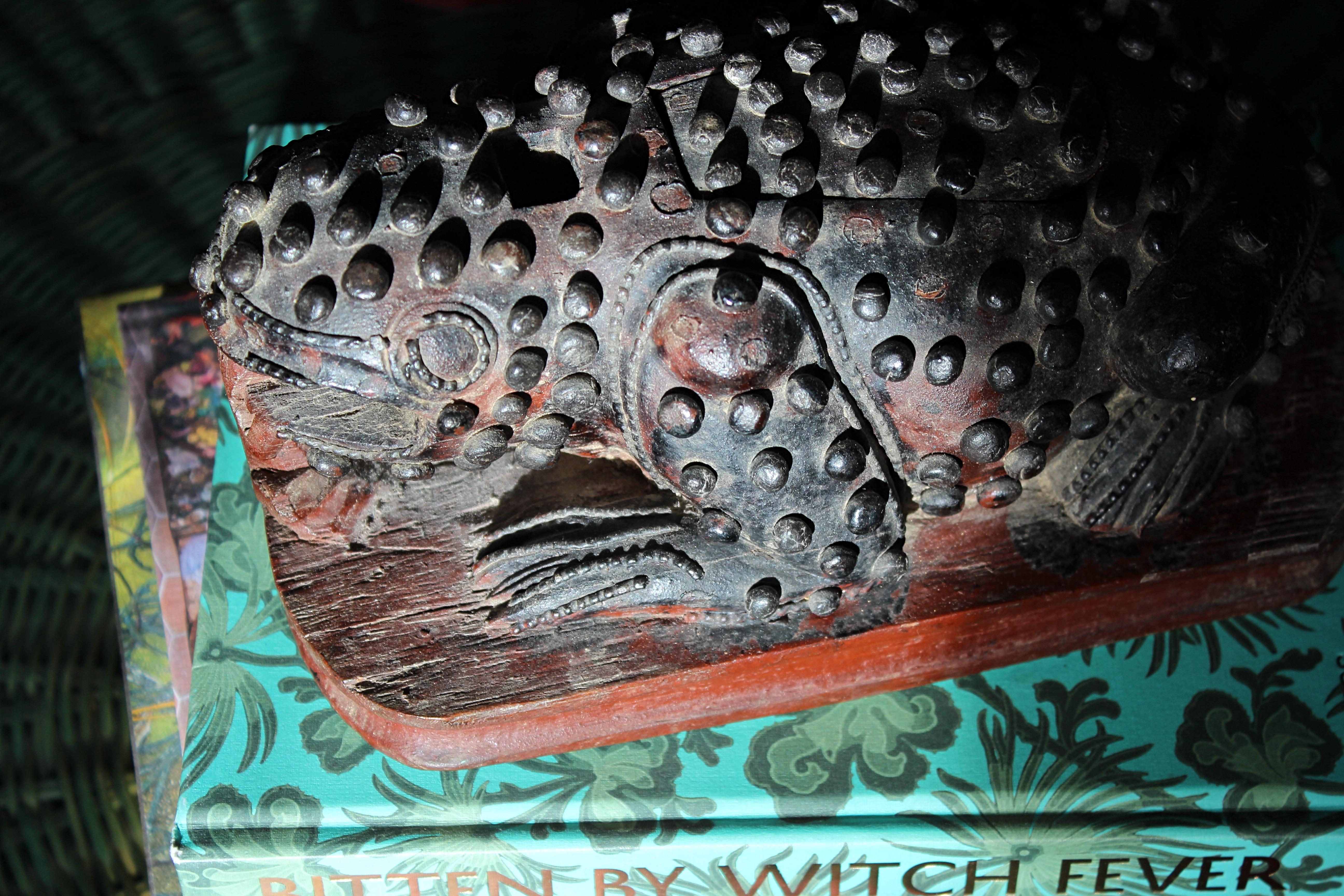 19th Century Oriental Wooden Toad Opium Incense Secret Box 3