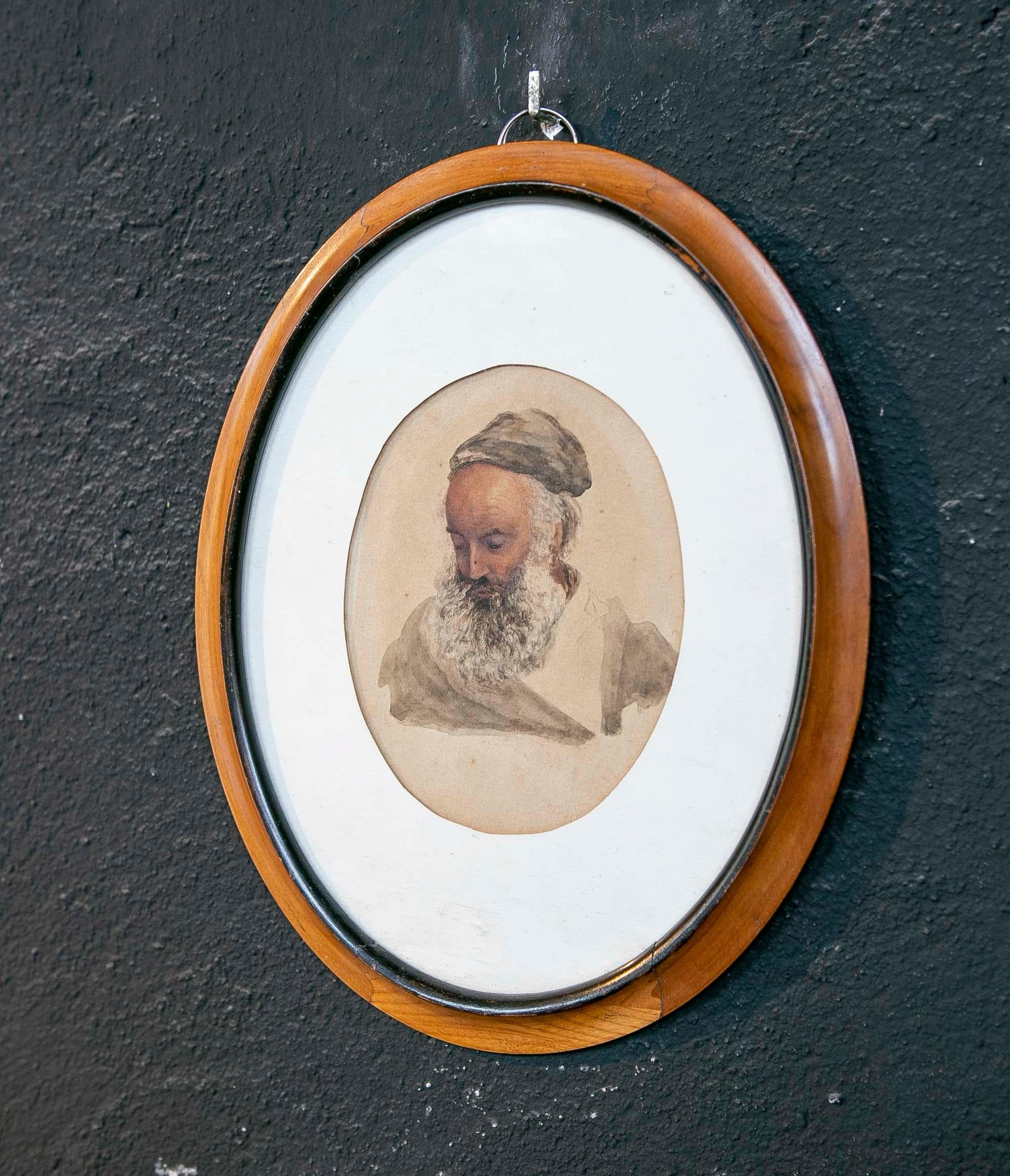 19th century Orientalist Framed Portrait Painting of an Arabic Character
Measurements with frame: 29x23x2cm.