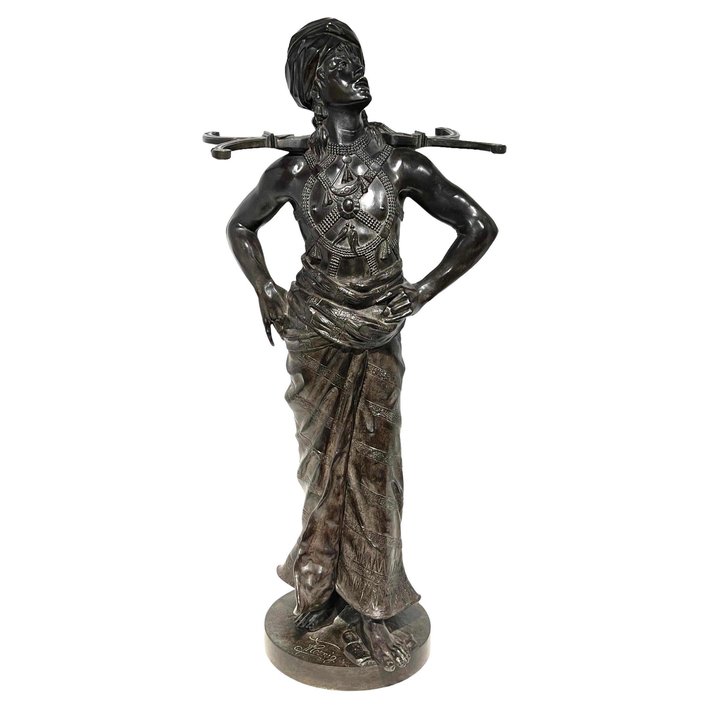 19th Century Orientalist French Bronze Statue of Arabian Warrior For Sale